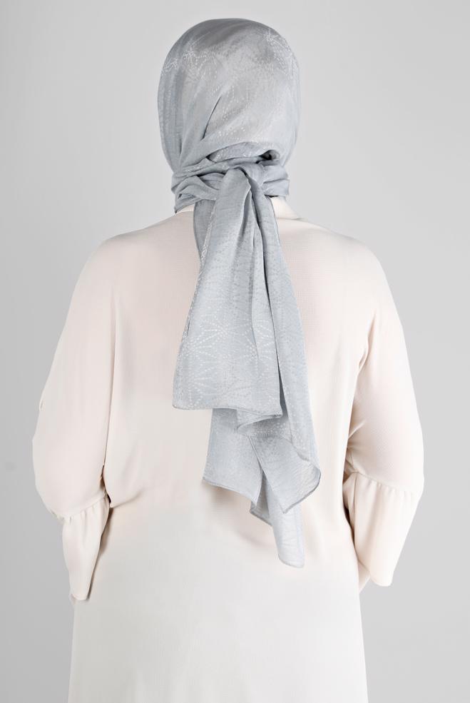 Vêtements hijab ARGENT ALVINA CHÂLE MOTIF GÉOMÉTRIQUE 8223 - ALVİNA