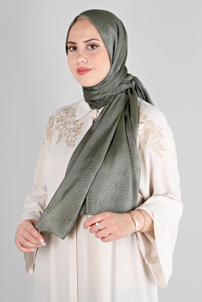 Vêtements hijab KAKI ALVINA CHÂLE MOTIF GÉOMÉTRIQUE 8223 - ALVİNA