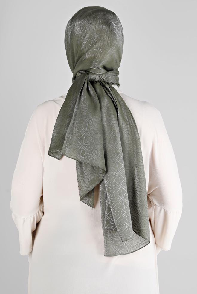 Vêtements hijab KAKI ALVINA CHÂLE MOTIF GÉOMÉTRIQUE 8223 - ALVİNA