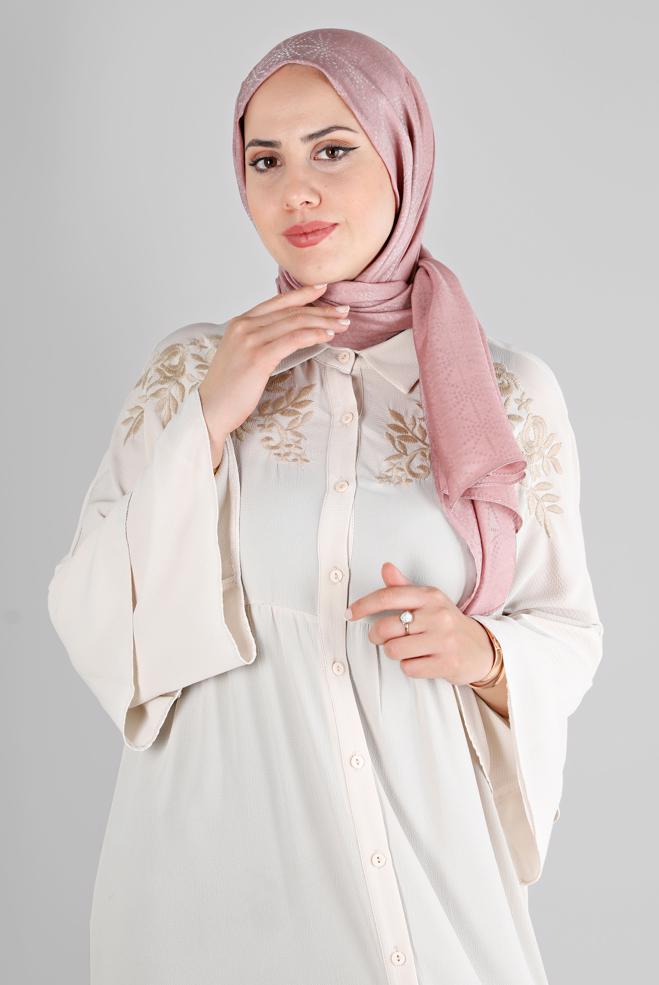 Vêtements hijab POUDRE ALVINA CHÂLE MOTIF GÉOMÉTRIQUE 8223 - ALVİNA