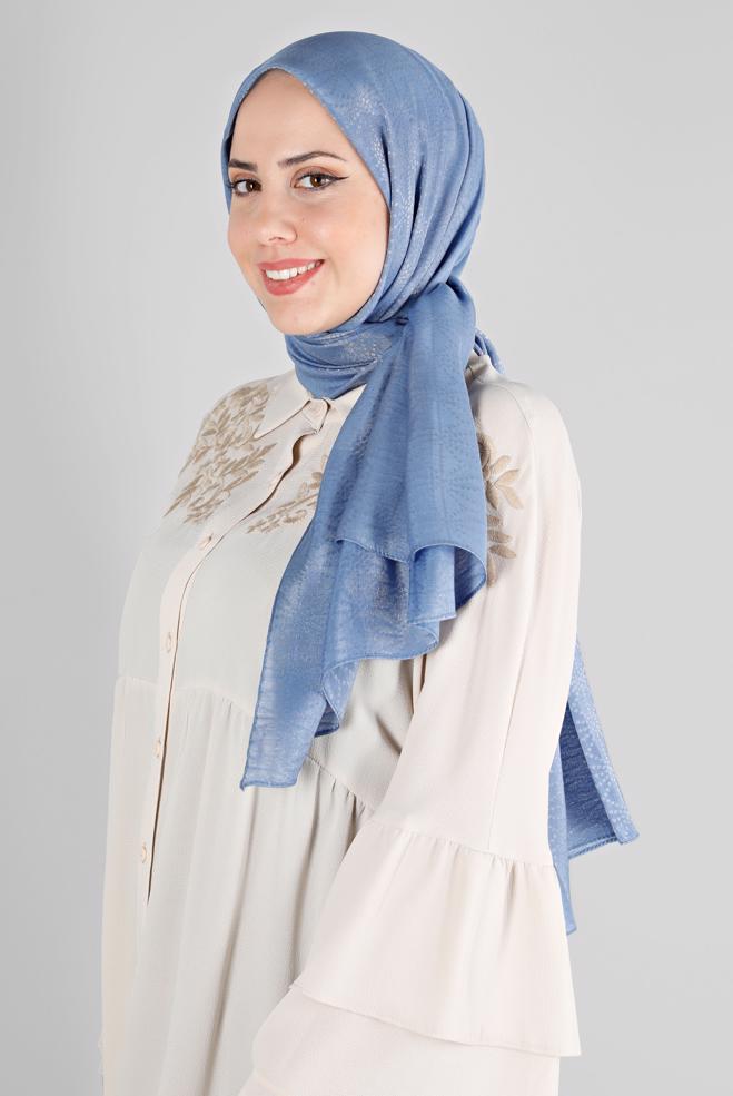 Vêtements hijab BLEU MARINE ALVINA CHÂLE MOTIF GÉOMÉTRIQUE 8223 - ALVİNA