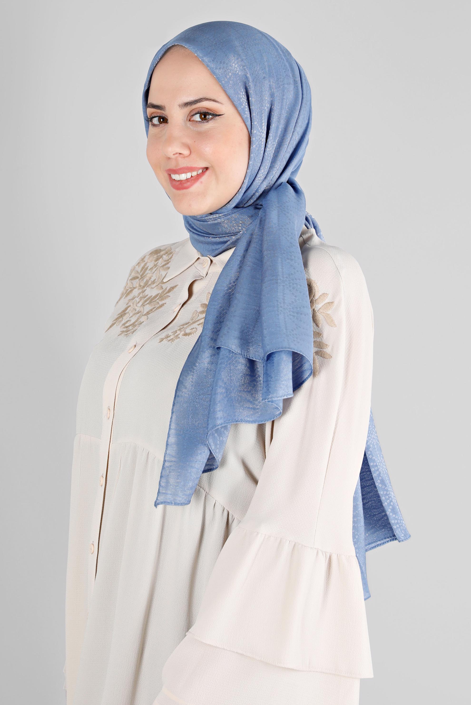 Tesettür giyim LACİVERT ALVİNA GEOMETRİK DESEN ABİYE ŞAL 8223