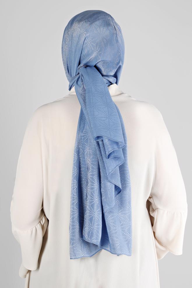 Vêtements hijab BLEU MARINE ALVINA CHÂLE MOTIF GÉOMÉTRIQUE 8223 - ALVİNA