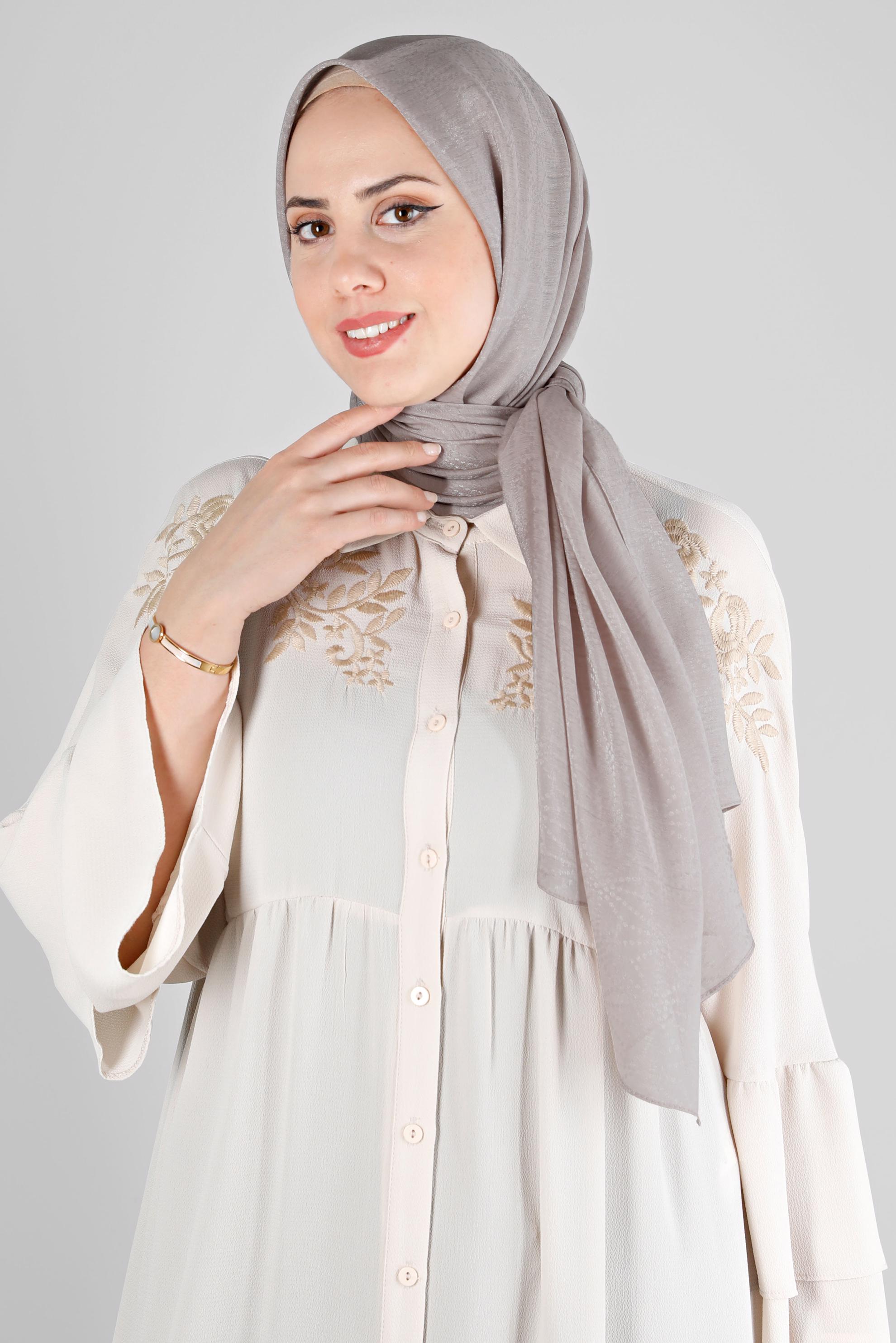 Tesettür giyim BEJ ALVİNA GEOMETRİK DESEN ABİYE ŞAL 8223