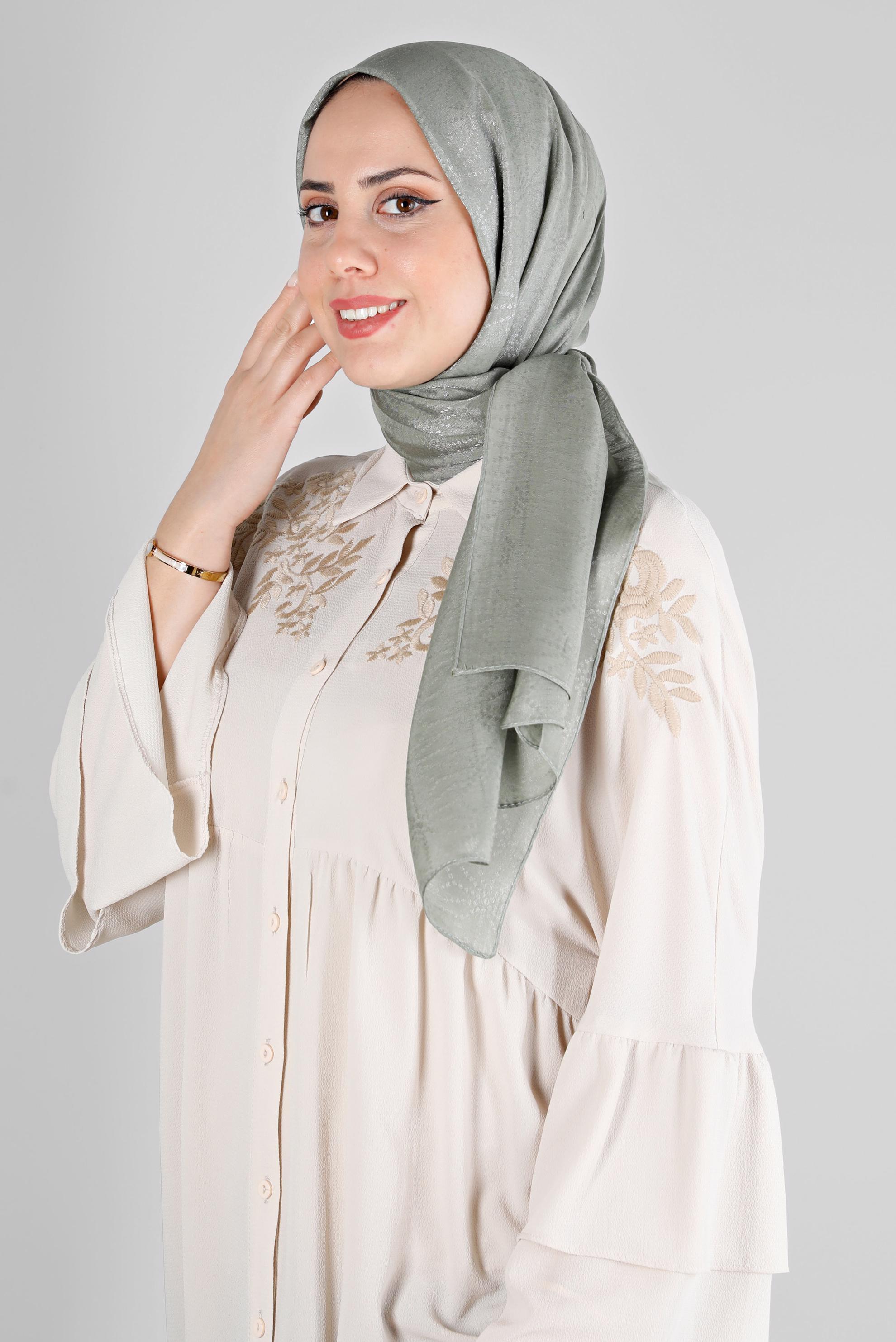Vêtements hijab VERT ALVINA CHÂLE MOTIF GÉOMÉTRIQUE 8223