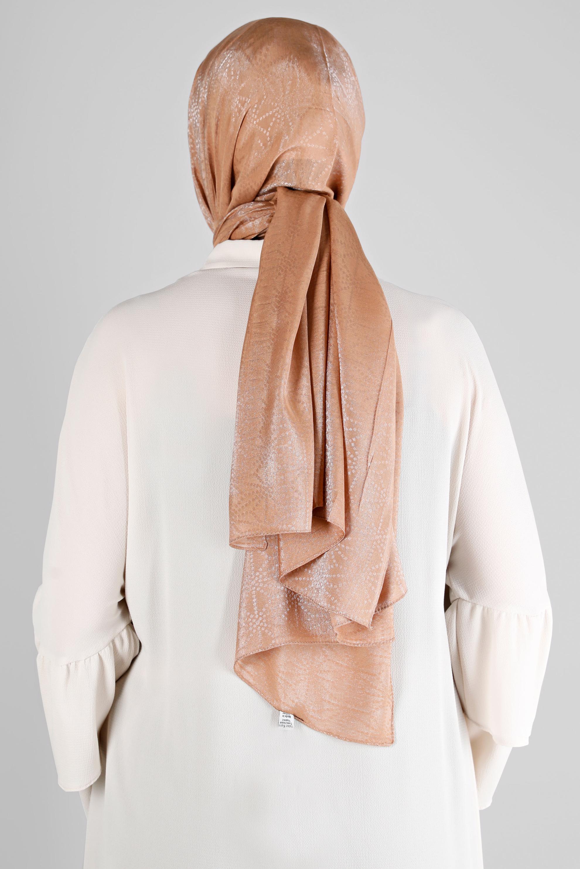 Vêtements hijab BRUN ALVINA CHÂLE MOTIF GÉOMÉTRIQUE 8223