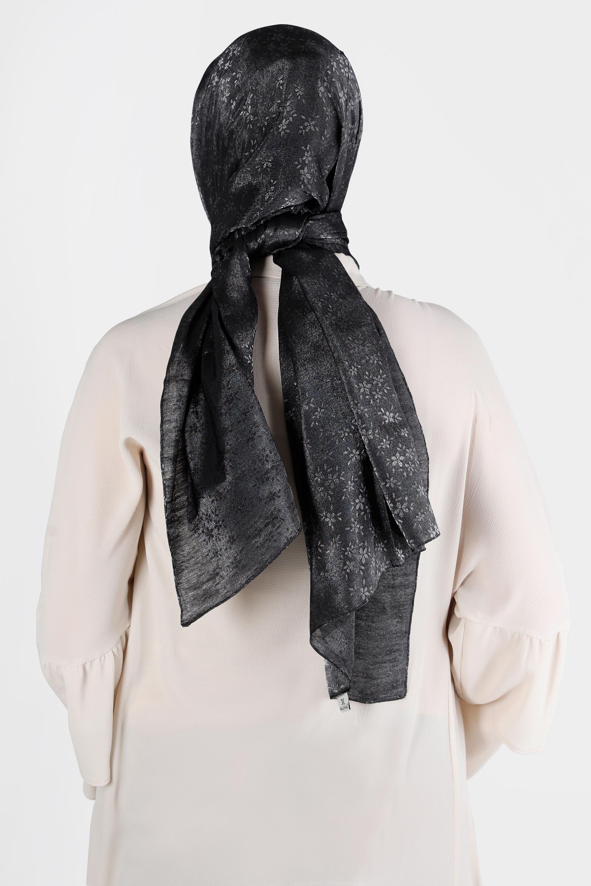 Tesettür giyim SİYAH ALVİNA ÇİÇEK DESEN ABİYE ŞAL 8224 