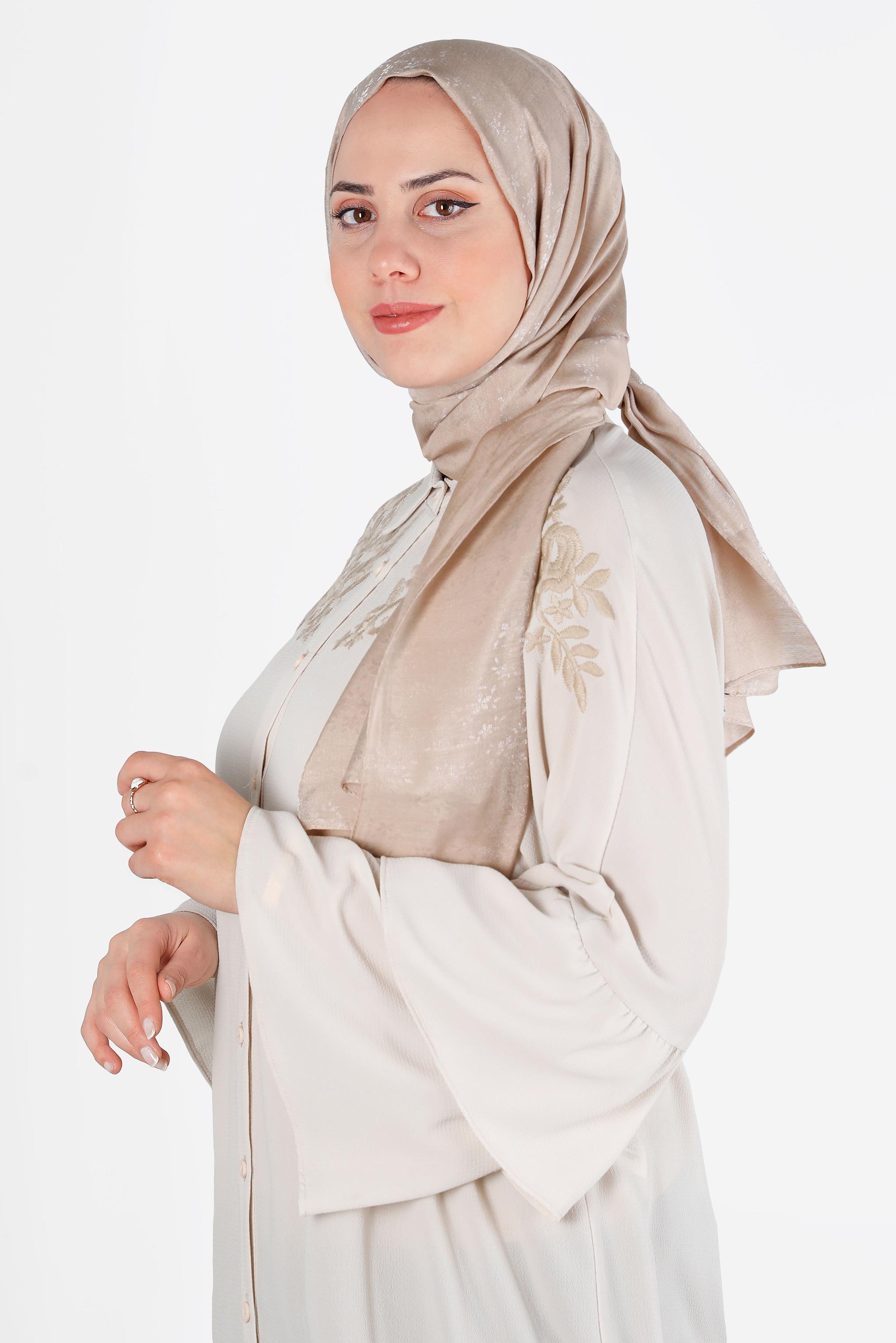 Tesettür giyim BEJ ALVİNA ÇİÇEK DESEN ABİYE ŞAL 8224 