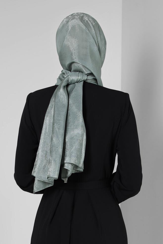 Vêtements hijab GRIS ALVİNA CHÂLE À PAILLETTES À FLEURS 8224 - ALVİNA