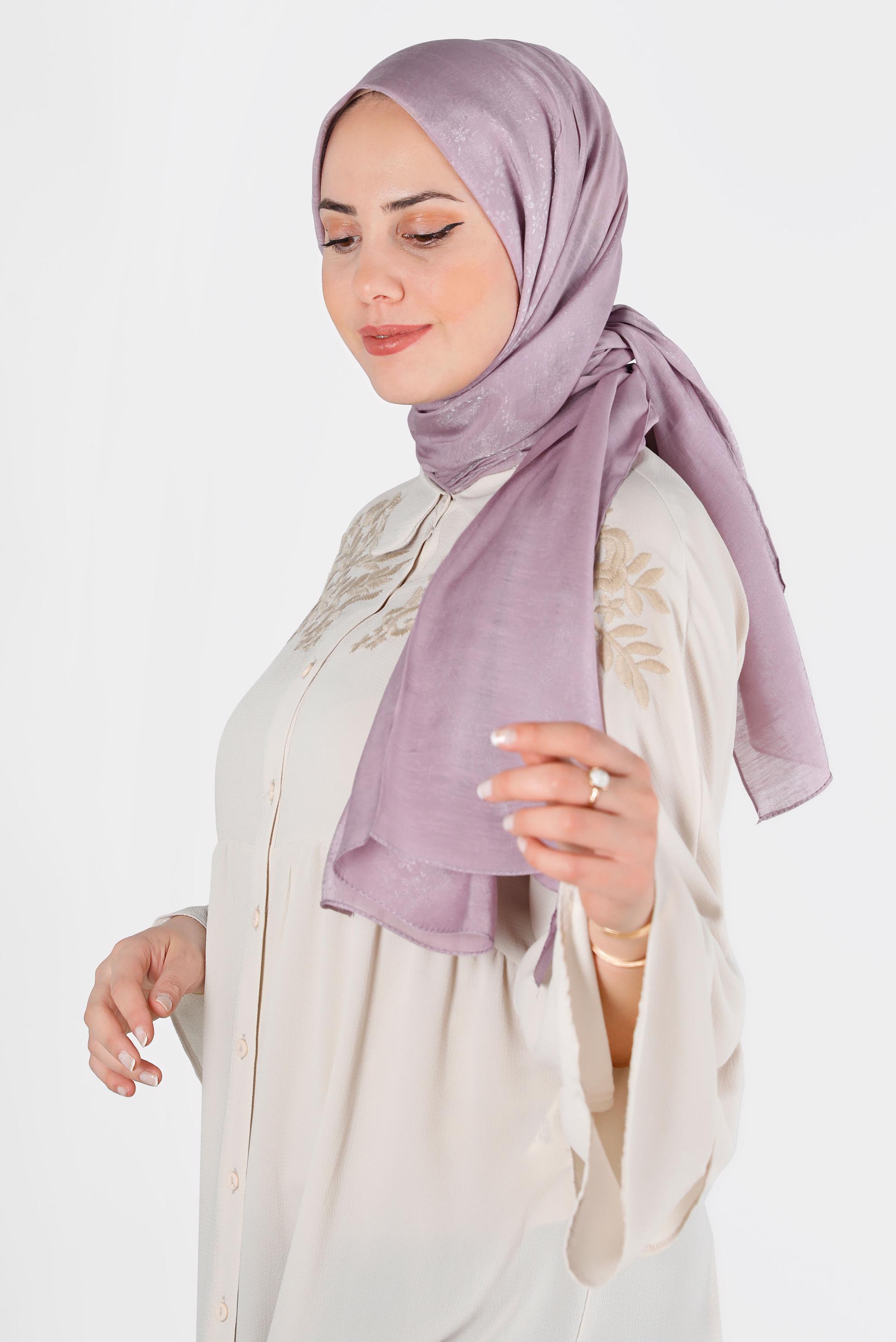 Tesettür giyim MOR ALVİNA ÇİÇEK DESEN ABİYE ŞAL 8224 