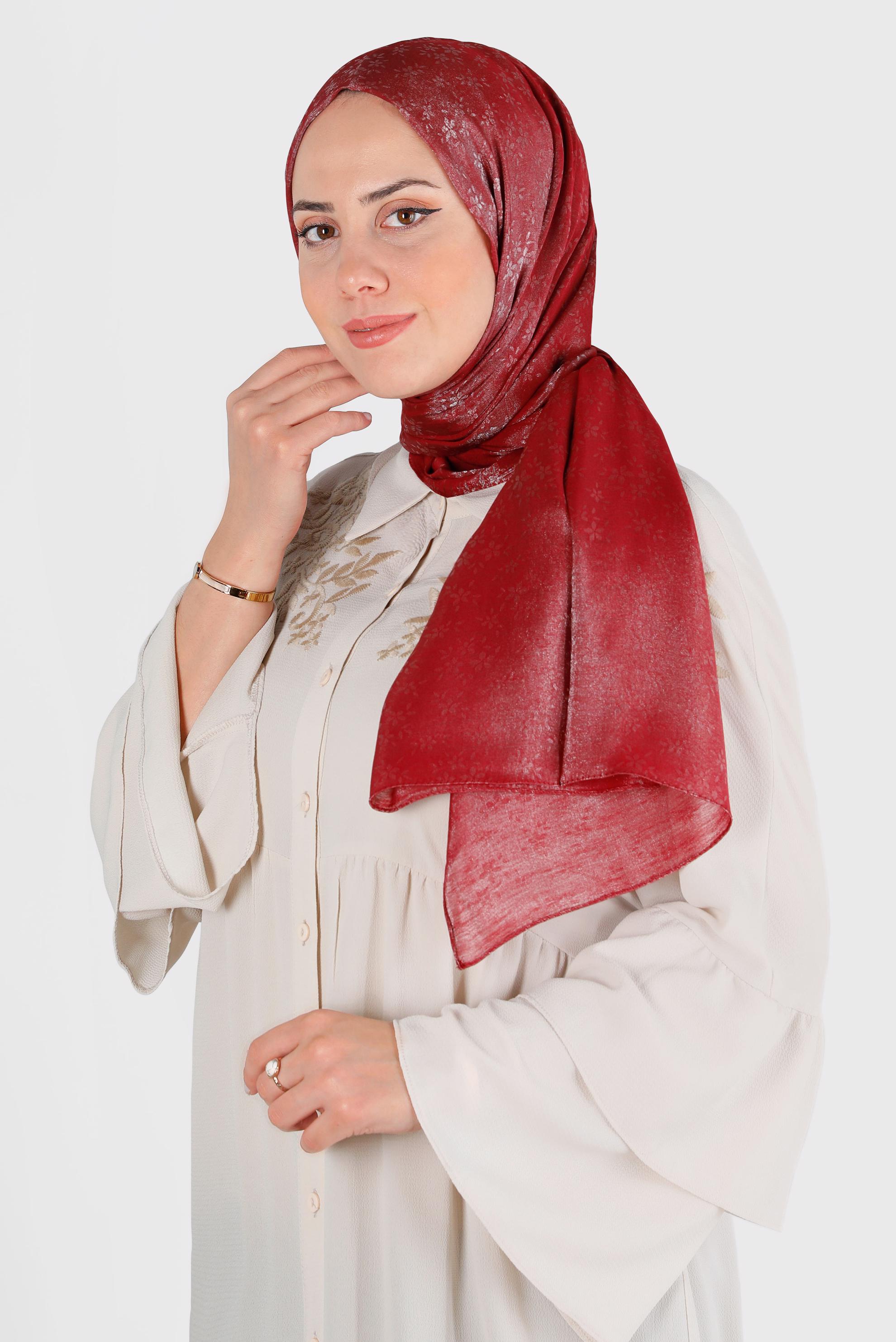 Tesettür giyim BORDO ALVİNA ÇİÇEK DESEN ABİYE ŞAL 8224 