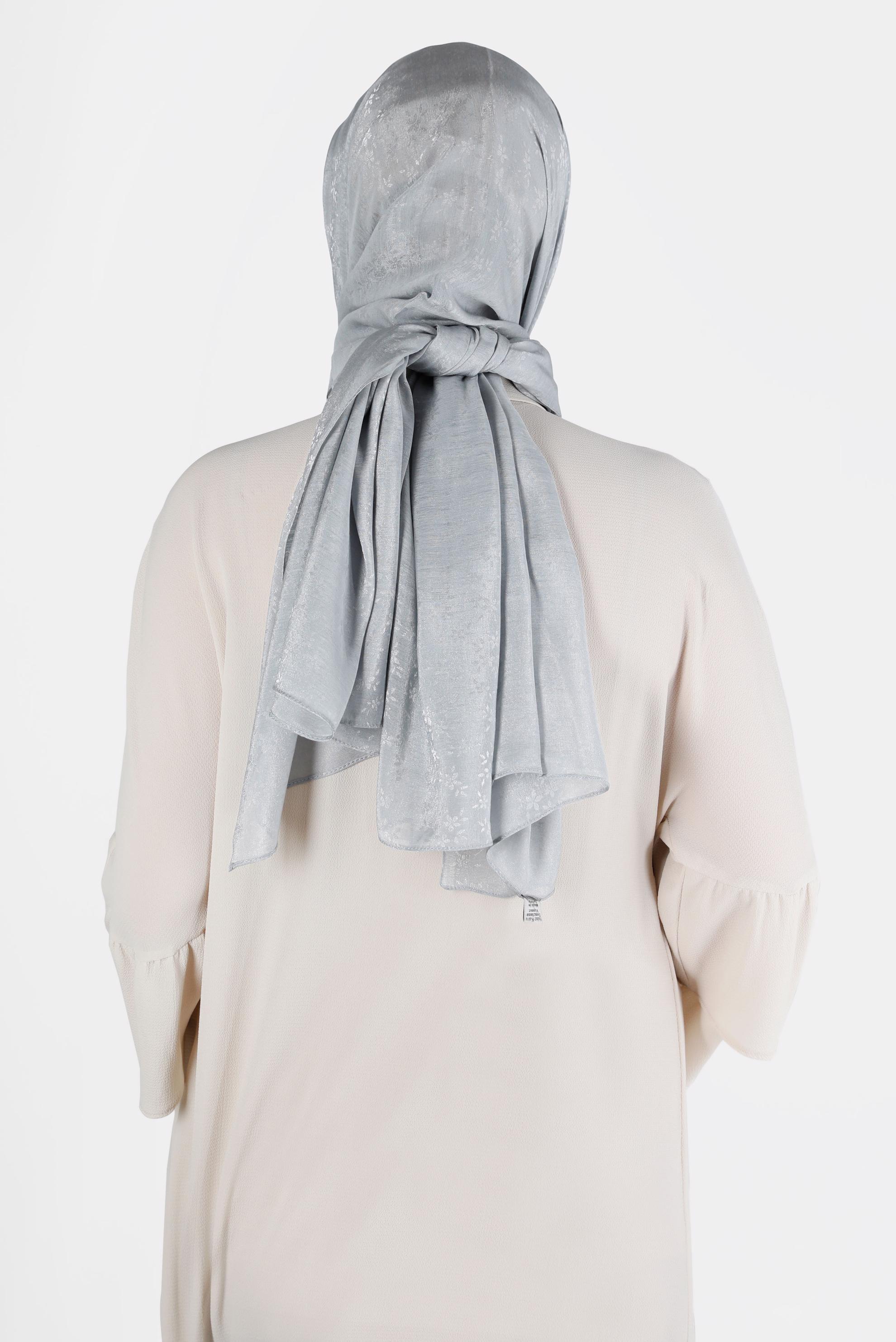 Tesettür giyim GÜMÜŞ ALVİNA ÇİÇEK DESEN ABİYE ŞAL 8224 