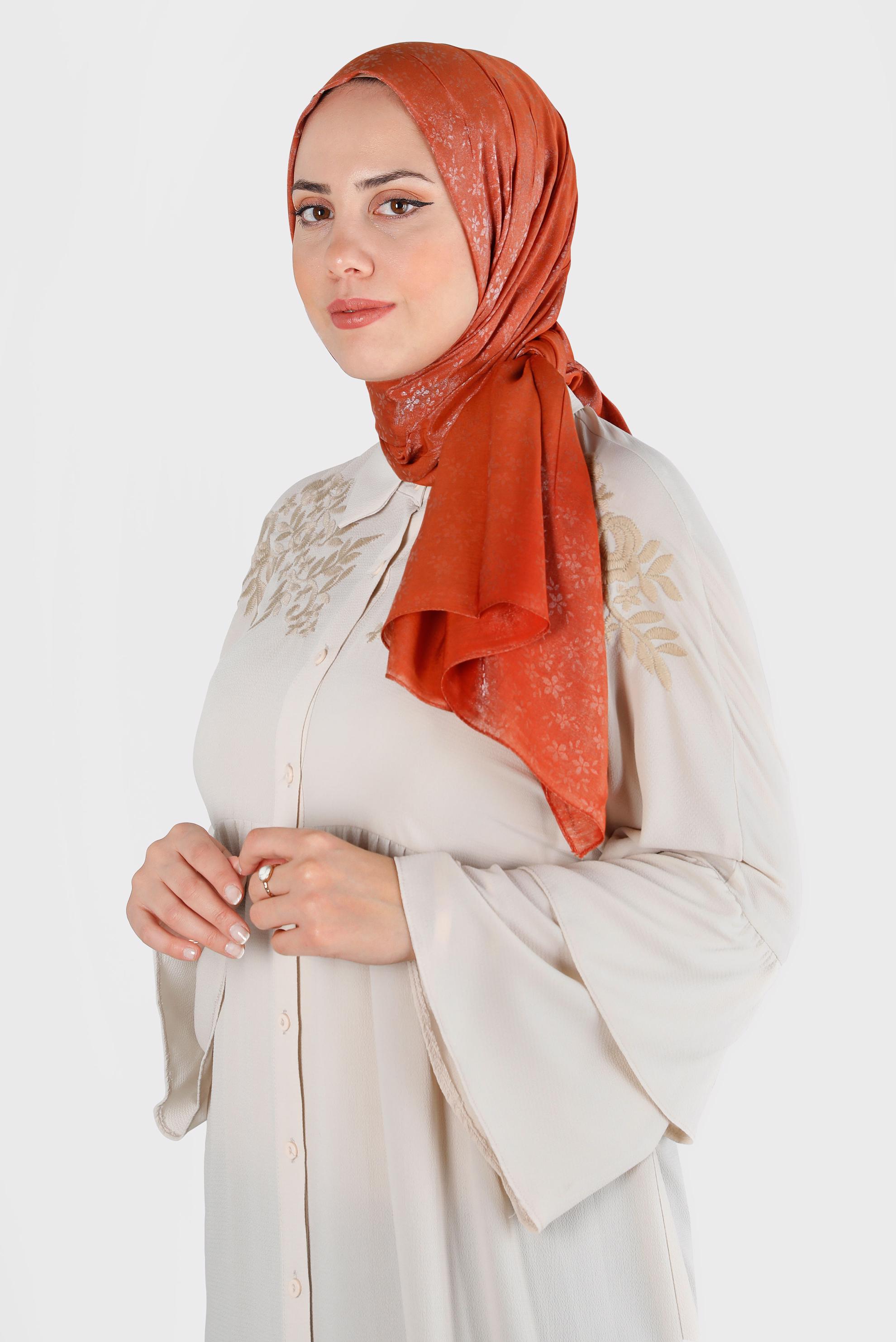 Tesettür giyim TABA ALVİNA ÇİÇEK DESEN ABİYE ŞAL 8224 