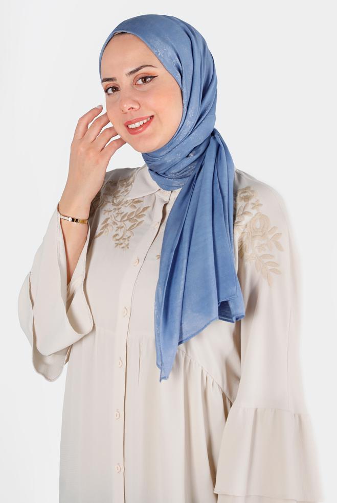 Vêtements hijab BLEU MARINE ALVİNA CHÂLE À PAILLETTES À FLEURS 8224 - ALVİNA