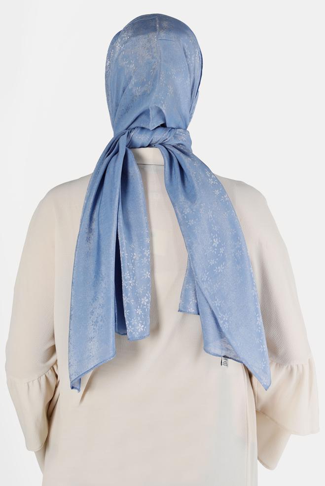 Vêtements hijab BLEU MARINE ALVİNA CHÂLE À PAILLETTES À FLEURS 8224 - ALVİNA
