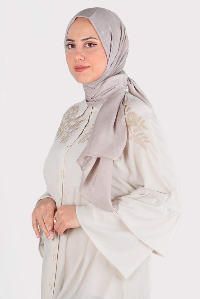 Hijab clothing BEIGE  ALVİNA FLOWER PATTERN GLITTERED SHAWL 8224 - ALVİNA