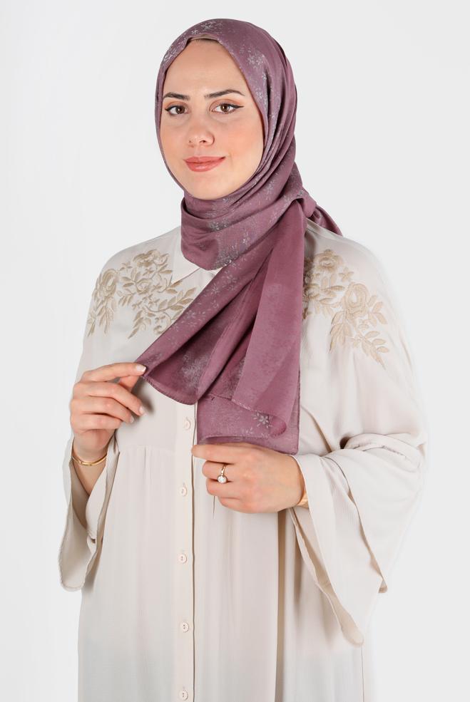 Hijab clothing PINK  ALVİNA FLOWER PATTERN GLITTERED SHAWL 8224 - ALVİNA