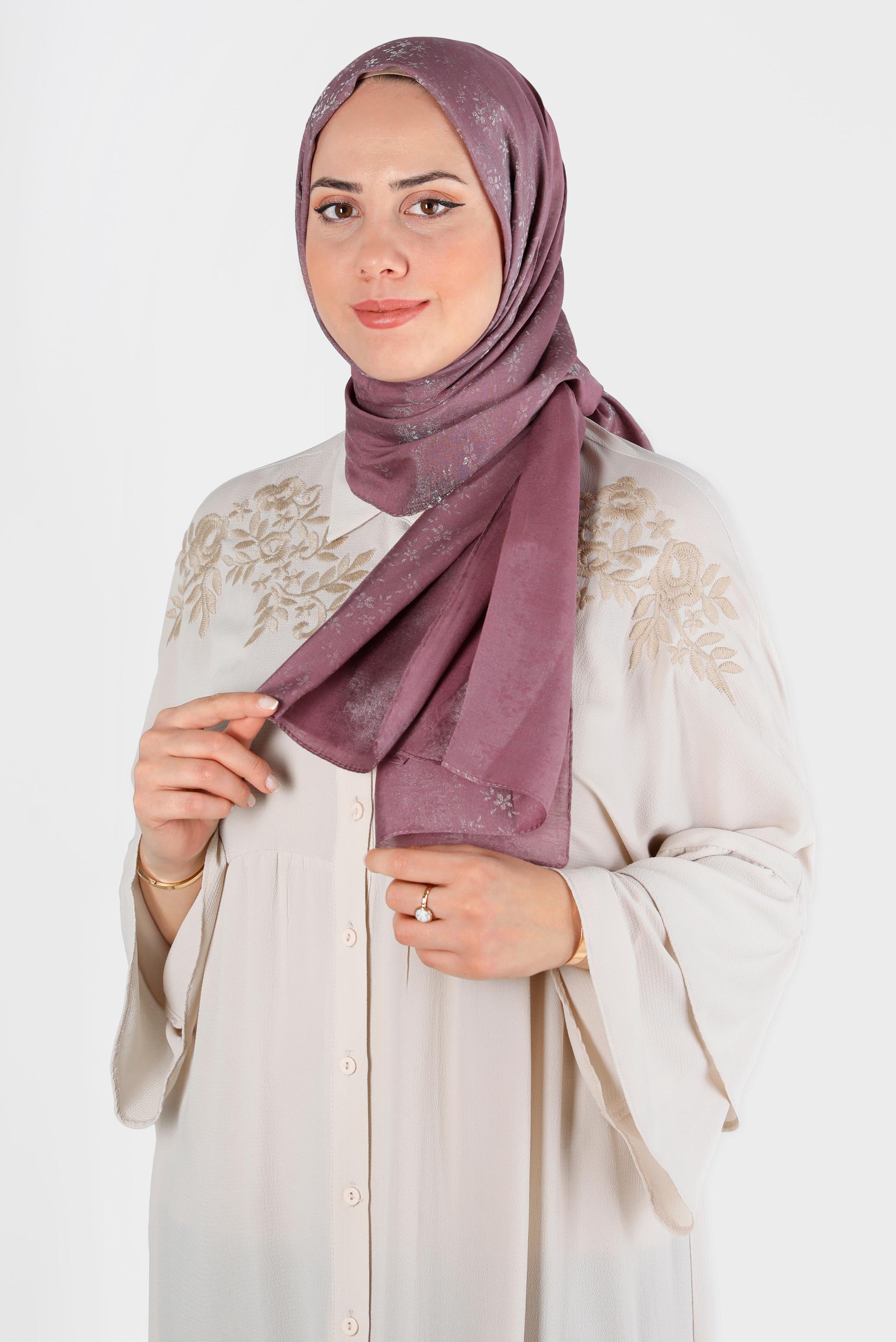 Tesettür giyim PEMBE ALVİNA ÇİÇEK DESEN ABİYE ŞAL 8224 