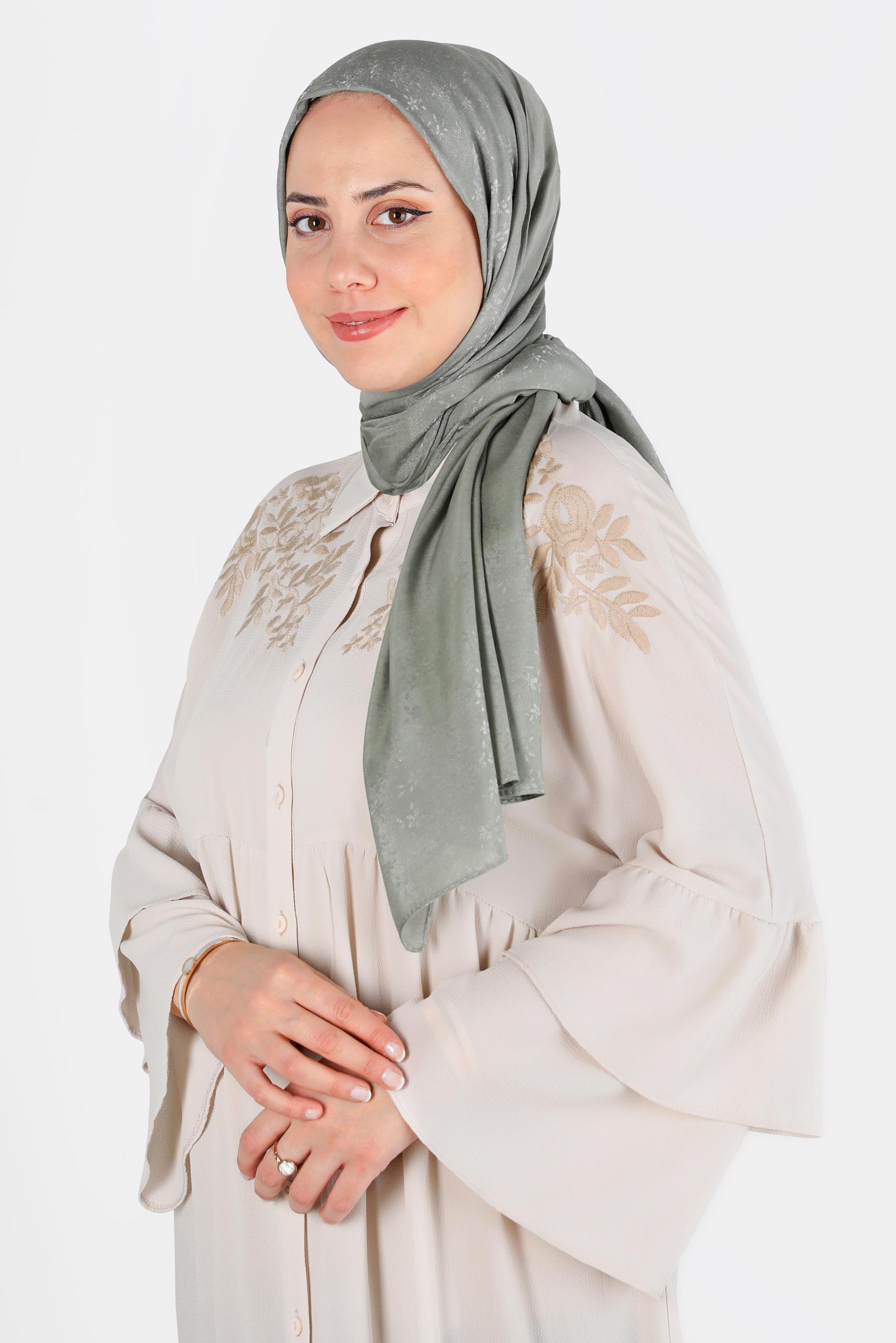 Tesettür giyim YEŞİL ALVİNA ÇİÇEK DESEN ABİYE ŞAL 8224 