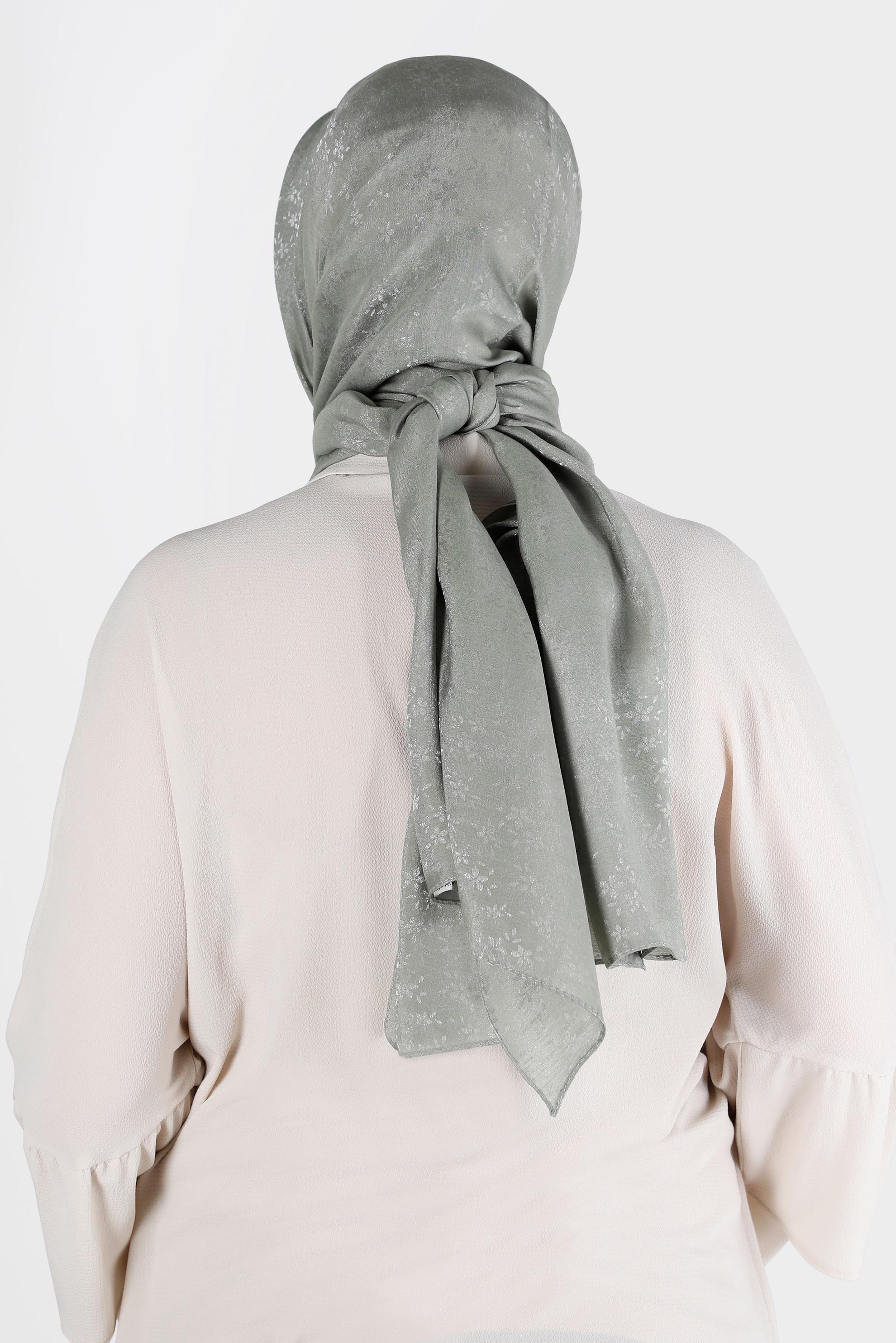 Tesettür giyim YEŞİL ALVİNA ÇİÇEK DESEN ABİYE ŞAL 8224 