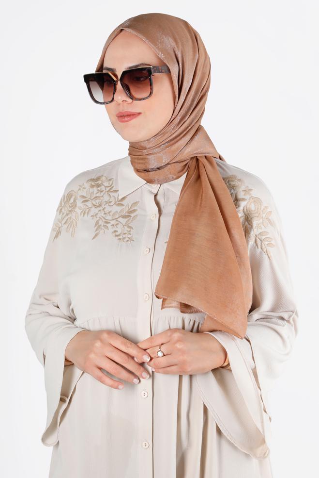 Hijab-Kleidung BEIGE ALVİNA GLITZERSCHAL 8224 - ALVİNA