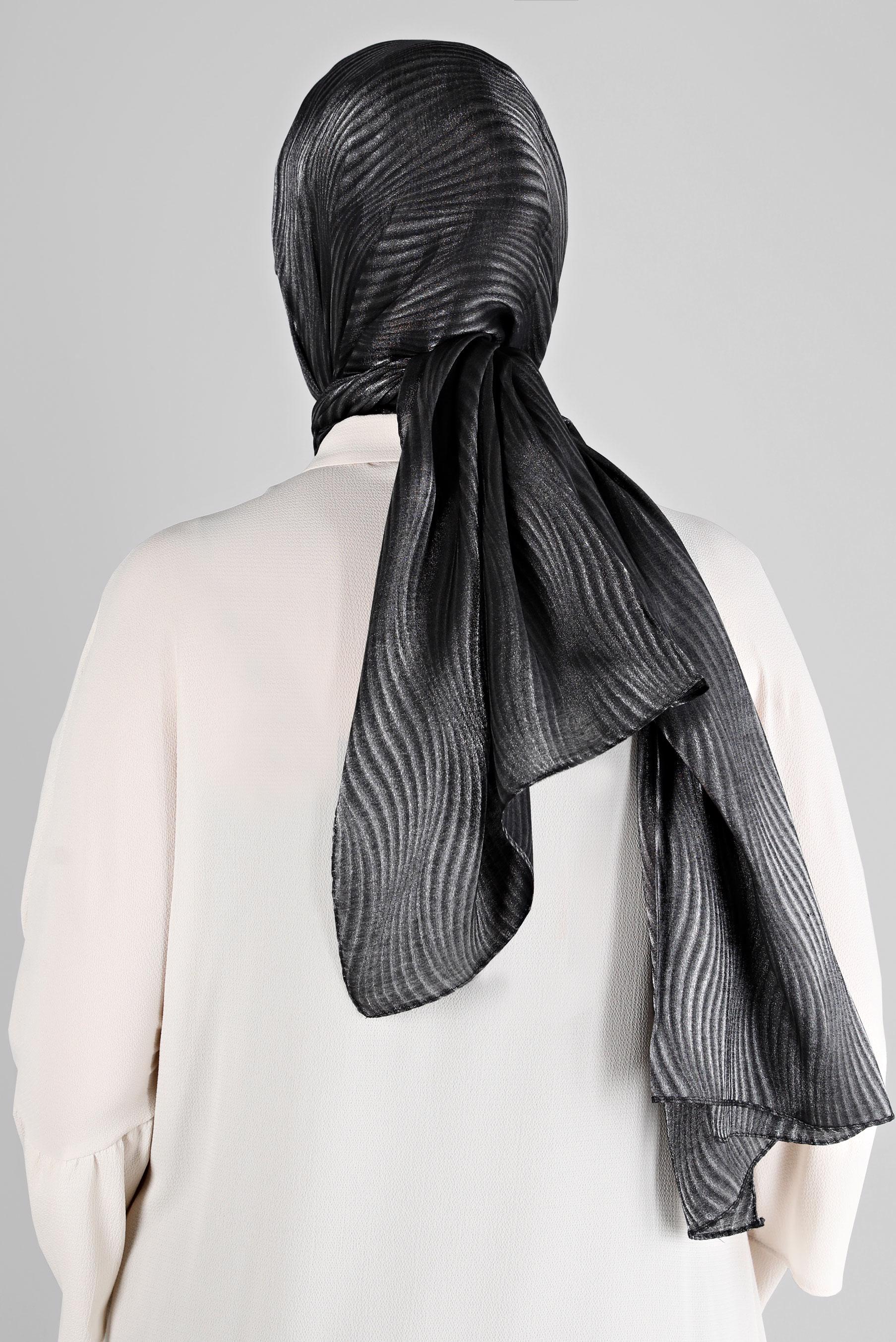 Tesettür giyim SİYAH ALVİNA DALGA DESEN ABİYE ŞAL 8225 