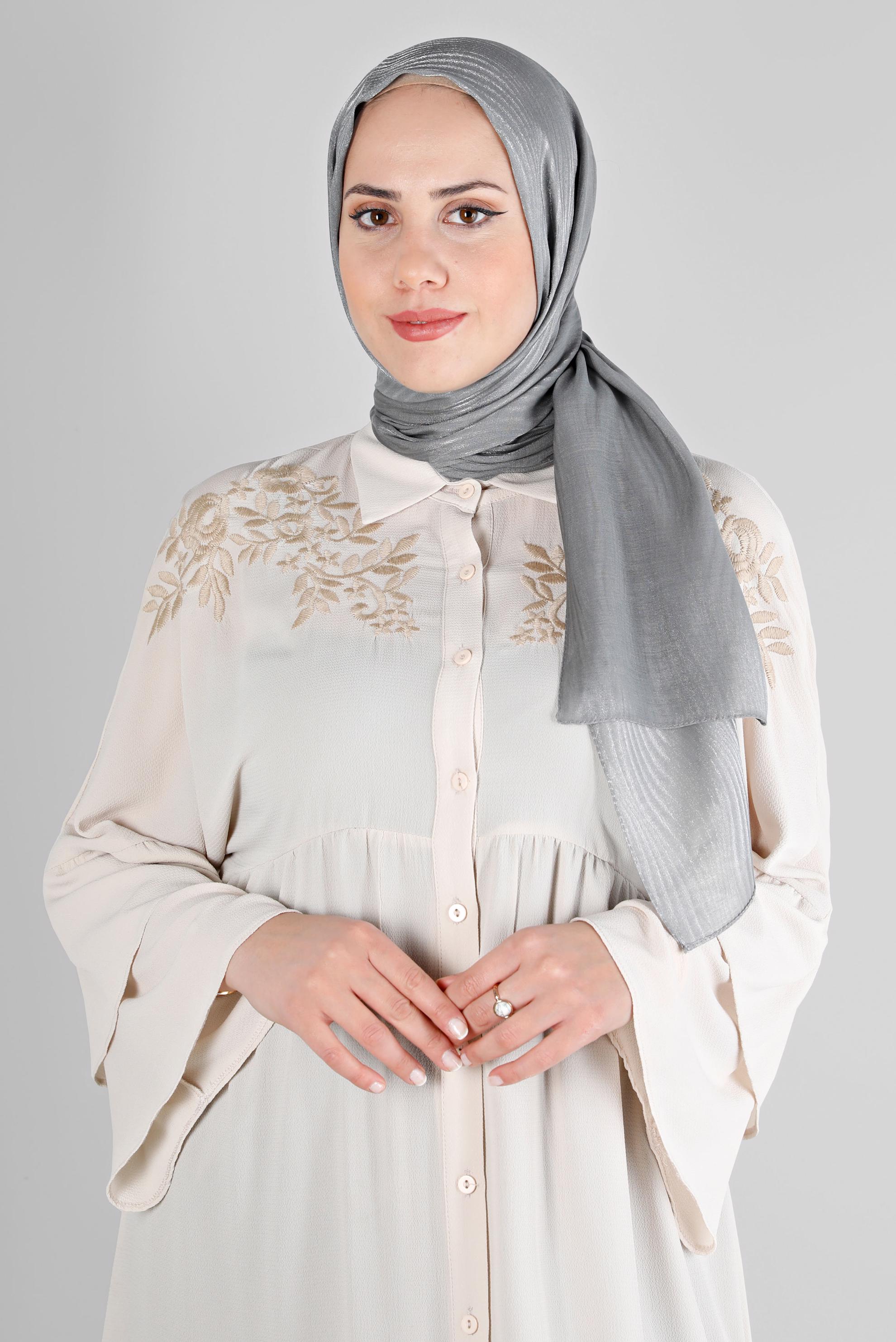 Vêtements hijab GRIS ÉCHARPE À PAILLETTES ALVİNA 8225