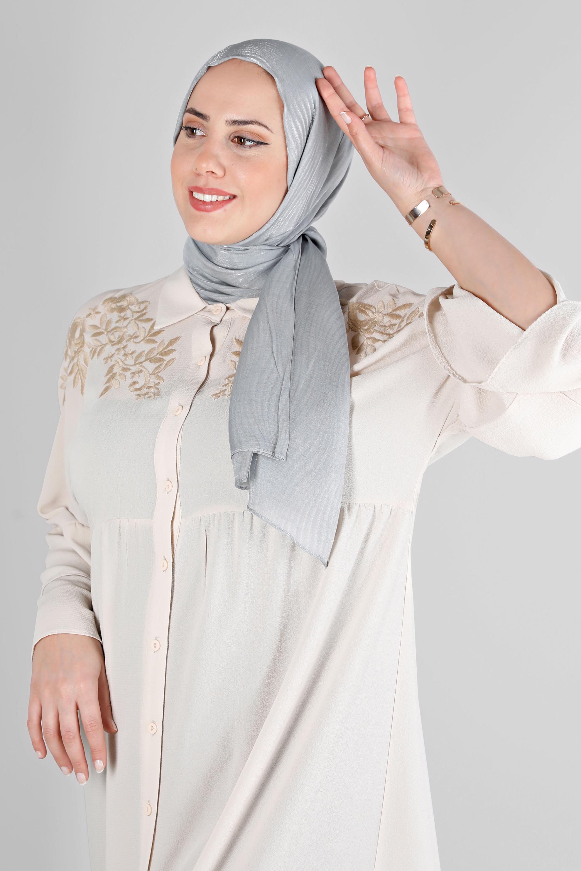 Vêtements hijab ARGENT ÉCHARPE À PAILLETTES ALVİNA 8225