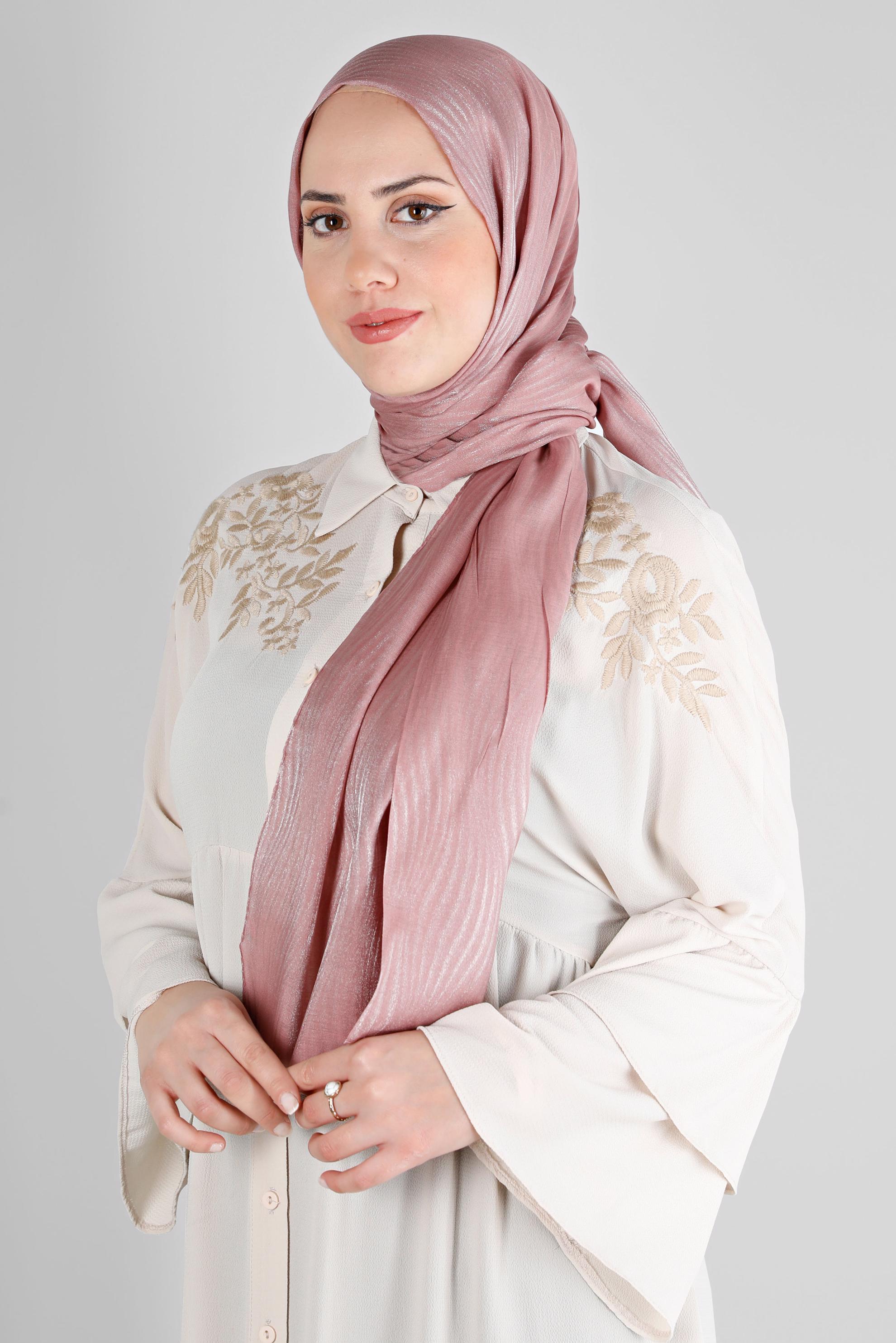 Tesettür giyim PUDRA ALVİNA DALGA DESEN ABİYE ŞAL 8225 