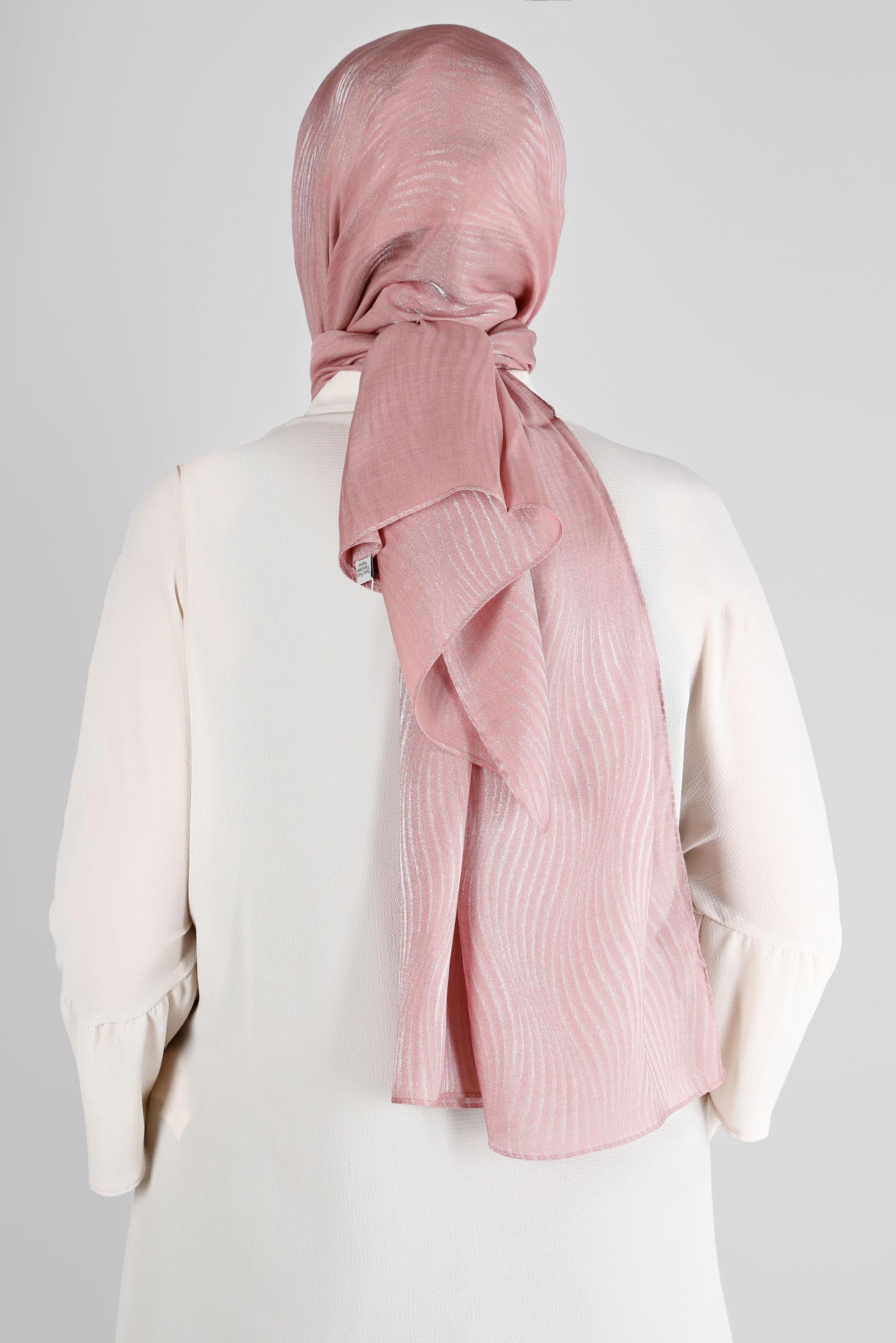 Tesettür giyim PUDRA ALVİNA DALGA DESEN ABİYE ŞAL 8225 