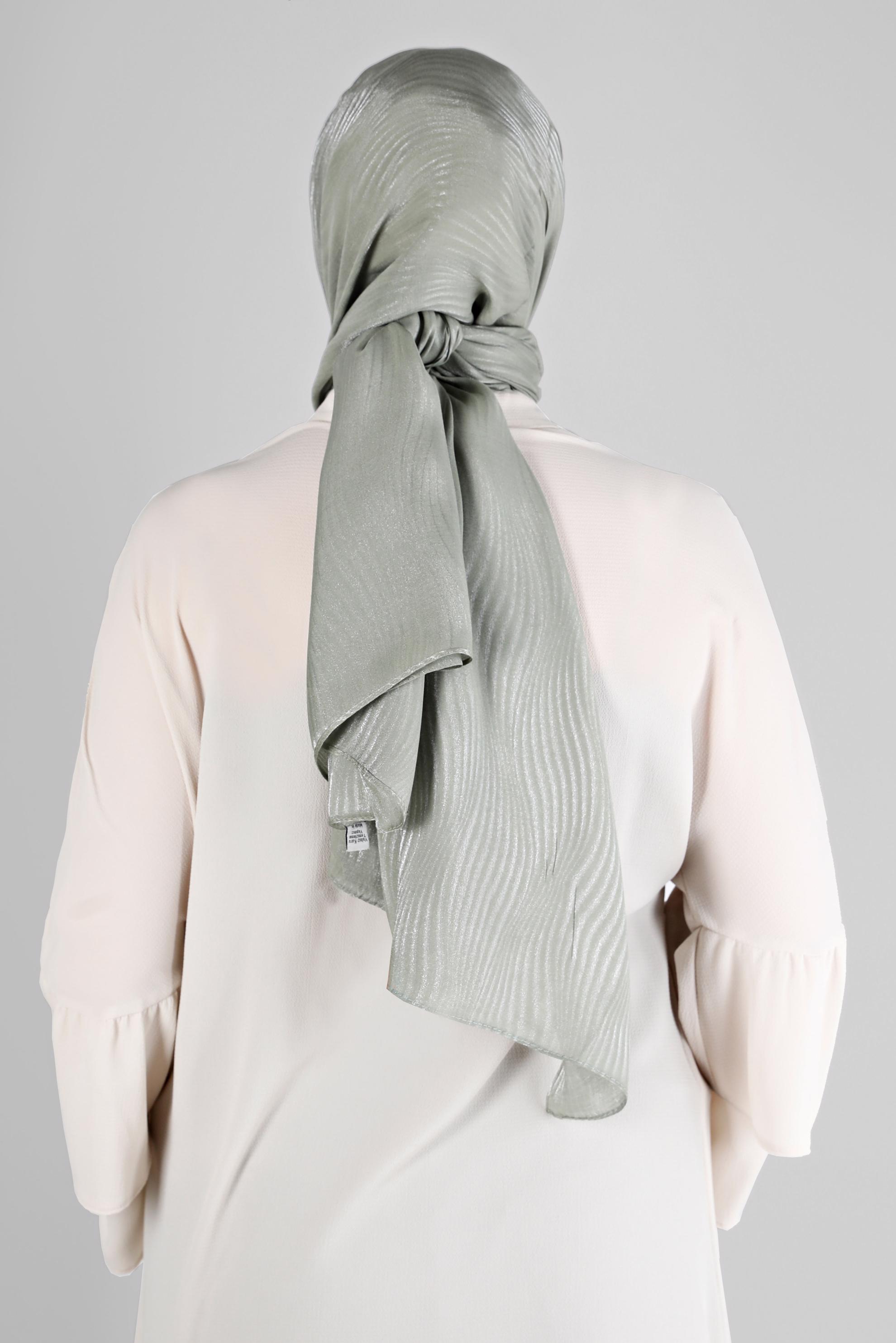 Tesettür giyim YEŞİL ALVİNA DALGA DESEN ABİYE ŞAL 8225 