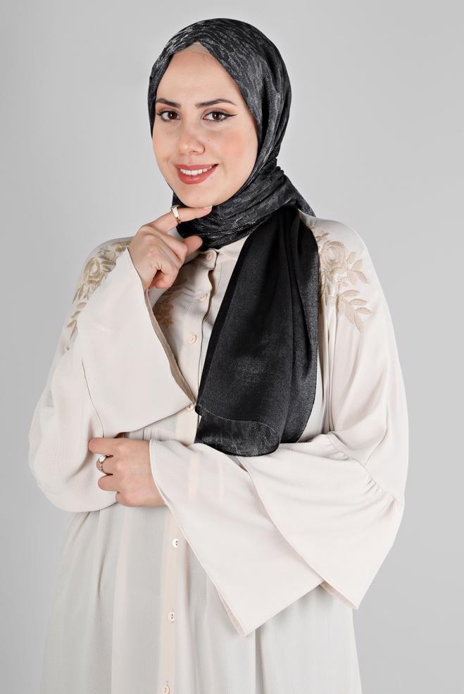 Vêtements hijab NOIR CHÂLE DE SOIRÉE MOTIF LÉOPARD ALVINA 8226 - ALVİNA