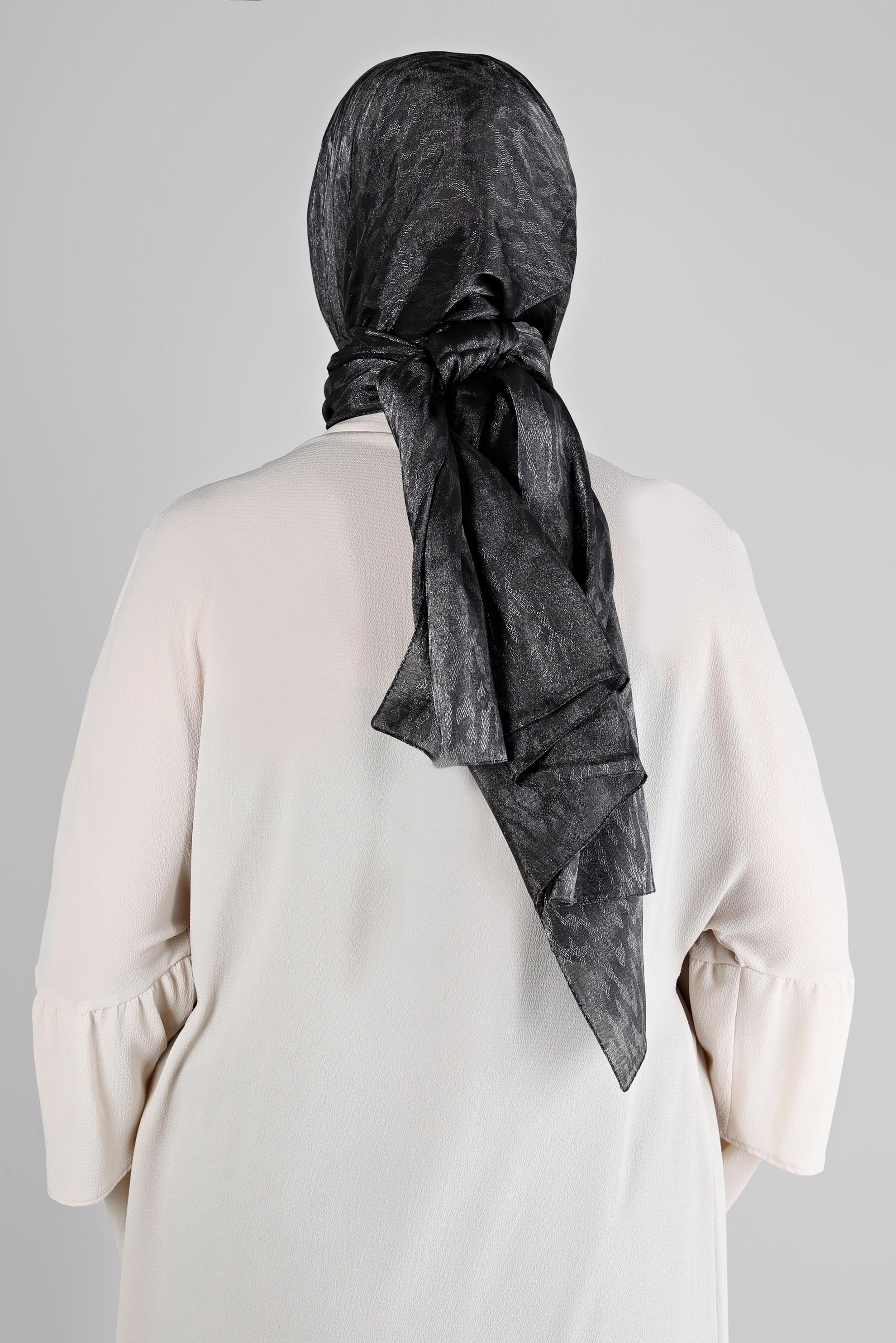 Vêtements hijab NOIR CHÂLE DE SOIRÉE MOTIF LÉOPARD ALVINA 8226