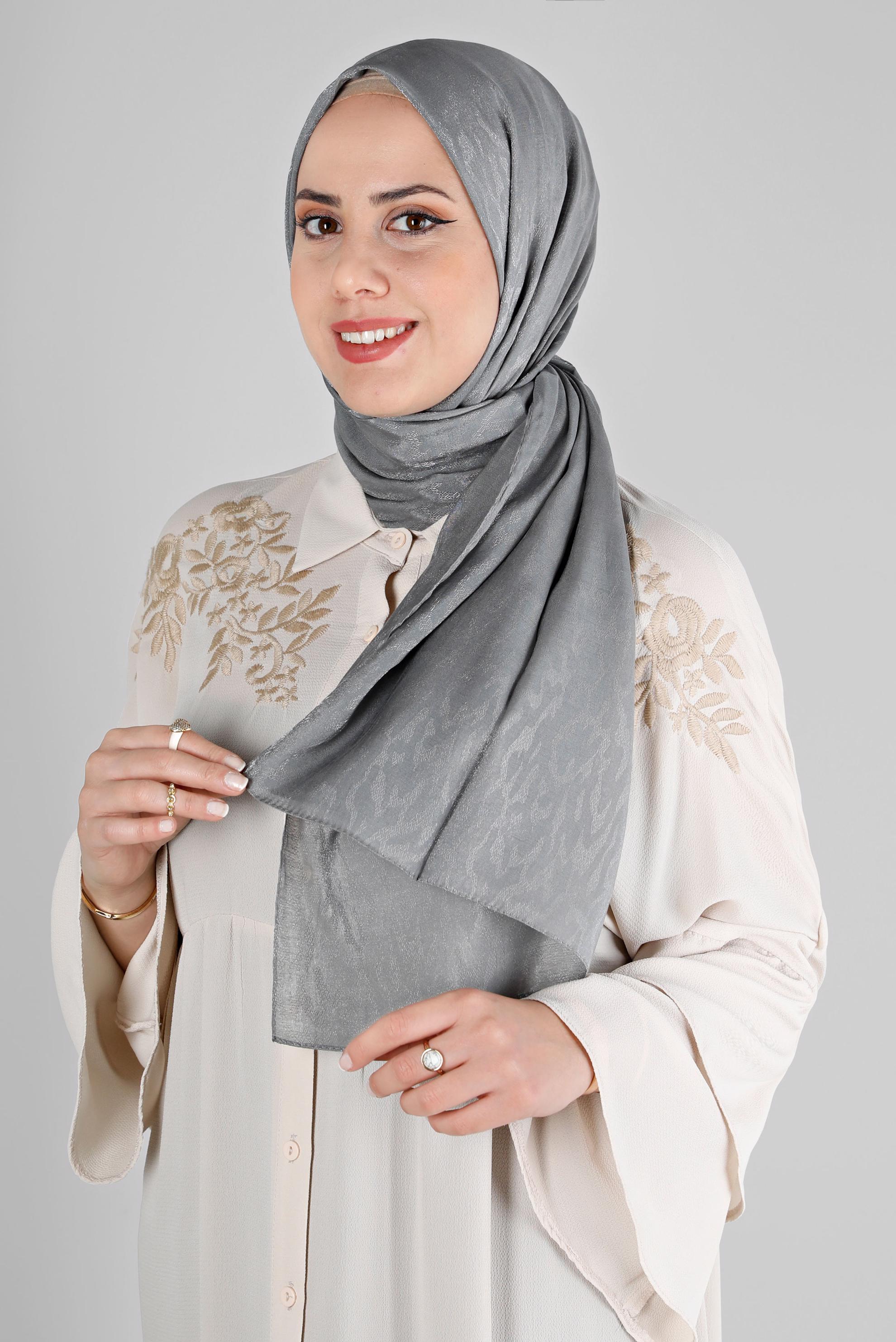Vêtements hijab GRIS CHÂLE DE SOIRÉE MOTIF LÉOPARD ALVINA 8226