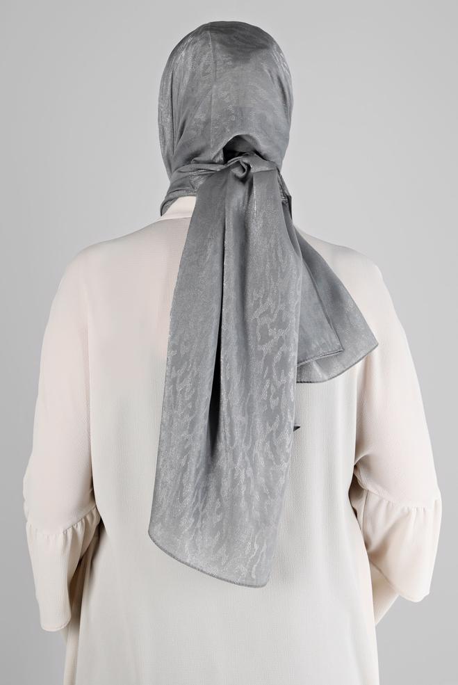 Vêtements hijab GRIS CHÂLE DE SOIRÉE MOTIF LÉOPARD ALVINA 8226 - ALVİNA