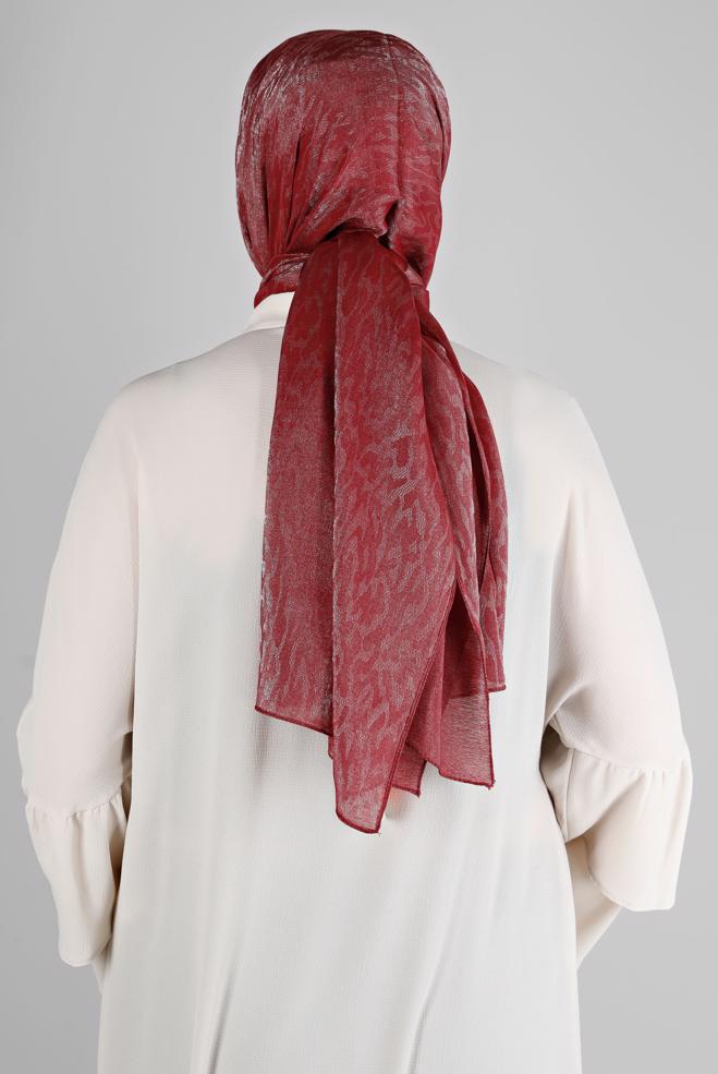 Vêtements hijab ROUGE BORDEAUX CHÂLE DE SOIRÉE MOTIF LÉOPARD ALVINA 8226 - ALVİNA