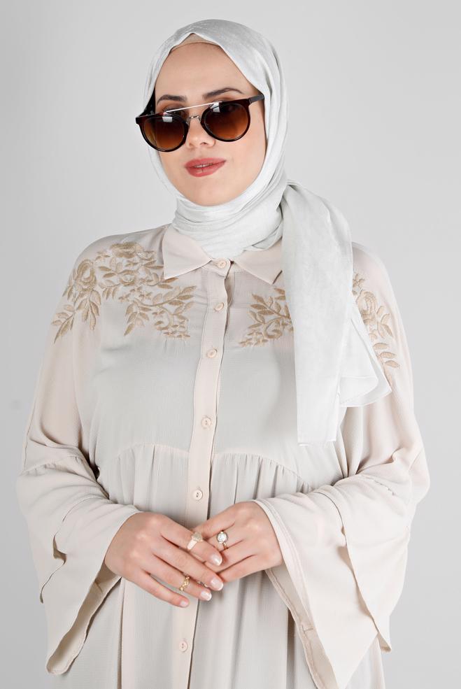 Vêtements hijab ÉCRUE CHÂLE DE SOIRÉE MOTIF LÉOPARD ALVINA 8226 - ALVİNA