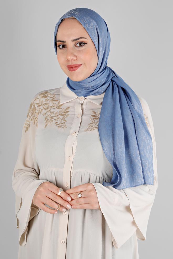 Vêtements hijab BLEU MARINE CHÂLE DE SOIRÉE MOTIF LÉOPARD ALVINA 8226 - ALVİNA