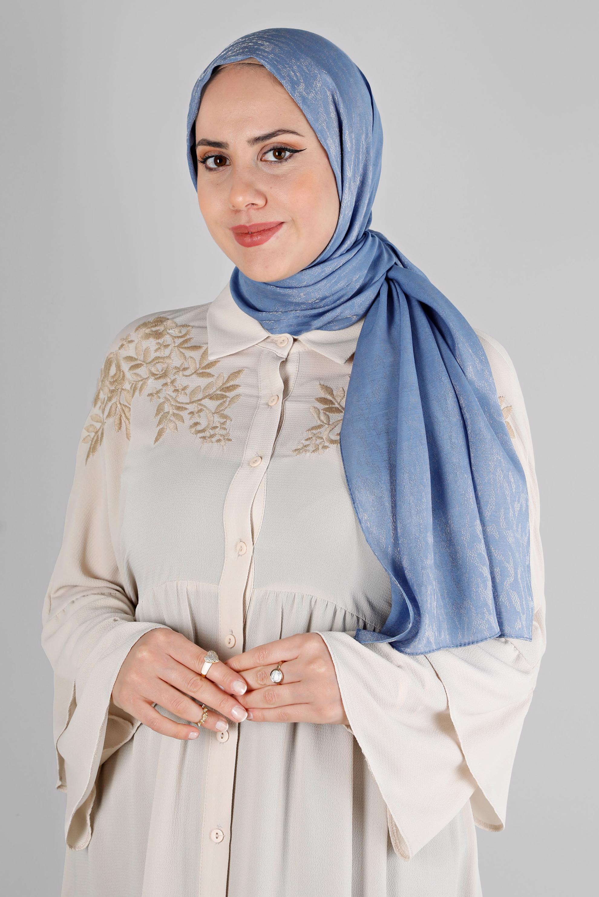 Vêtements hijab BLEU MARINE CHÂLE DE SOIRÉE MOTIF LÉOPARD ALVINA 8226