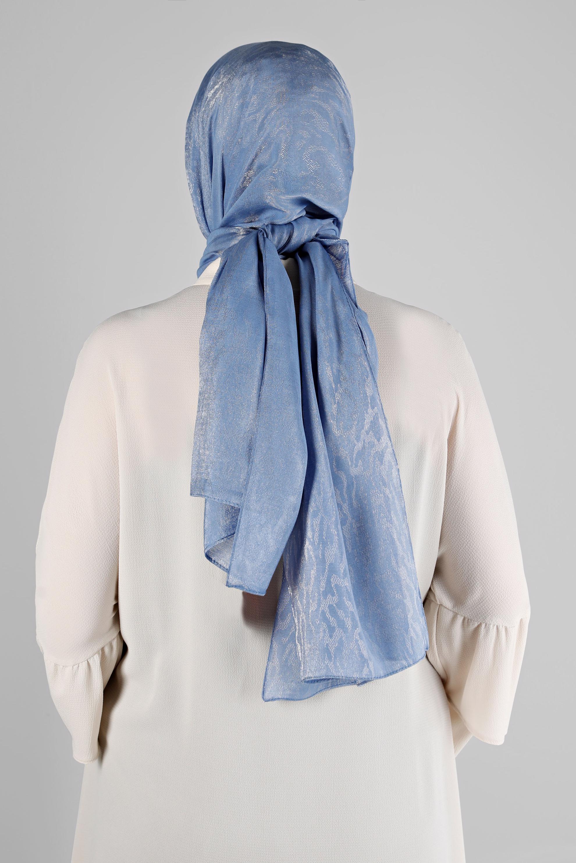 Vêtements hijab BLEU MARINE CHÂLE DE SOIRÉE MOTIF LÉOPARD ALVINA 8226
