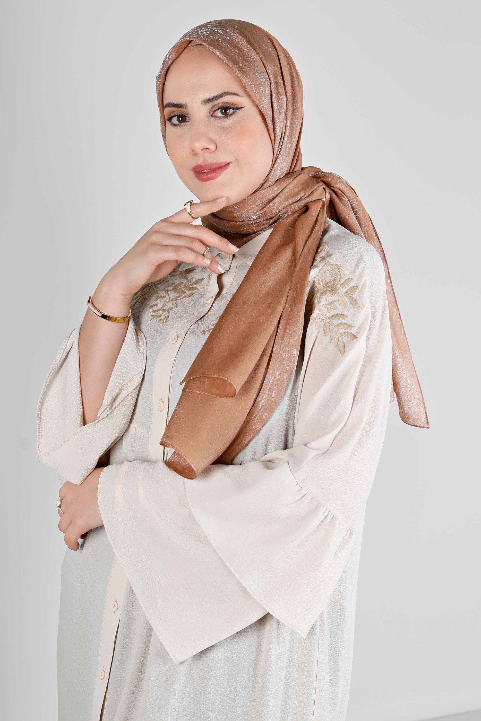 Tesettür giyim KAHVE ALVİNA LEOPAR DESEN ABİYE ŞAL 8226 
