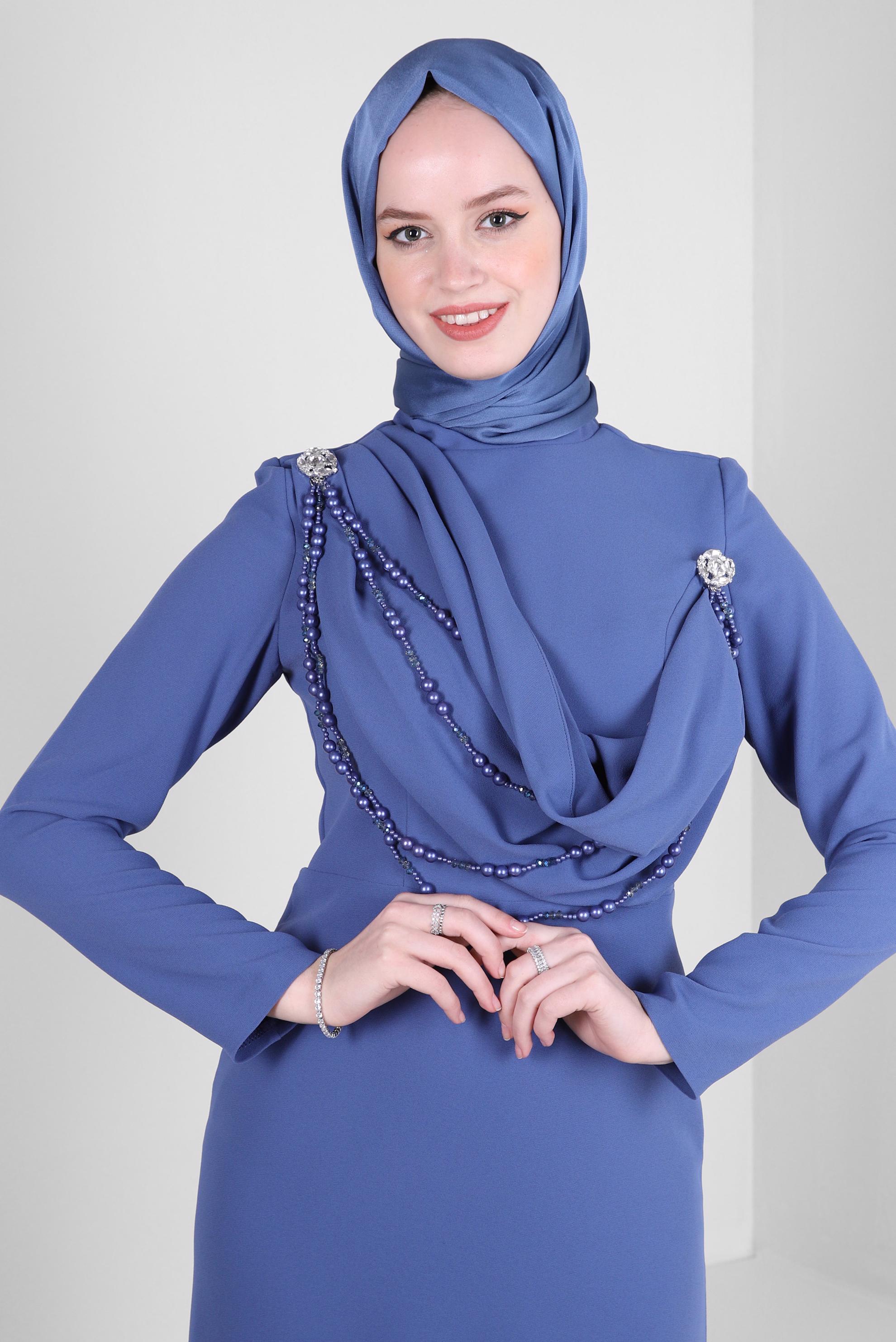 Tesettür giyim LACİVERT ALVİNA DÜZ ŞAL 8235