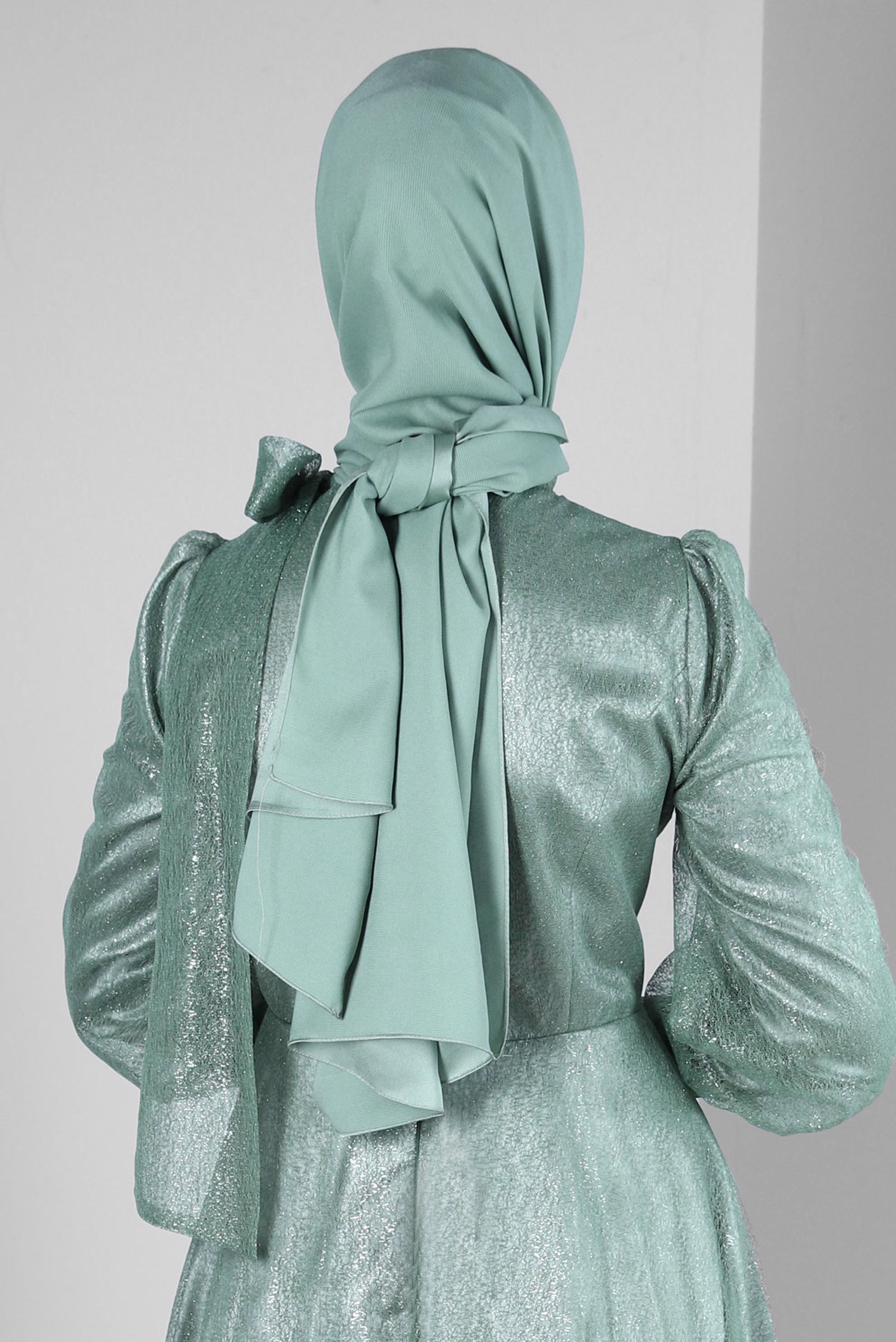 Tesettür giyim YEŞİL ALVİNA DÜZ ŞAL 8235