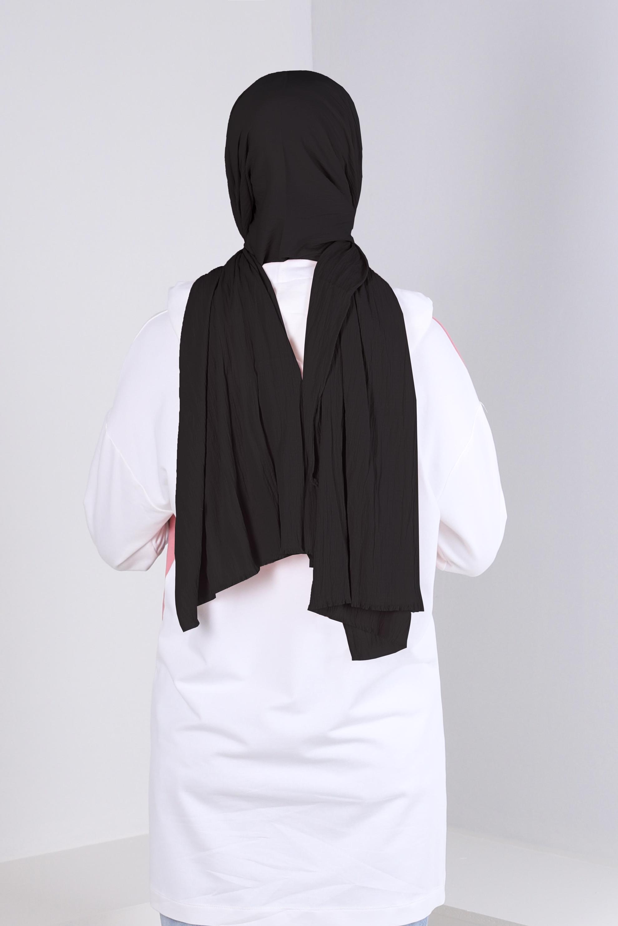 Tesettür giyim SİYAH ALVİNA DÜZ ŞAL 8236