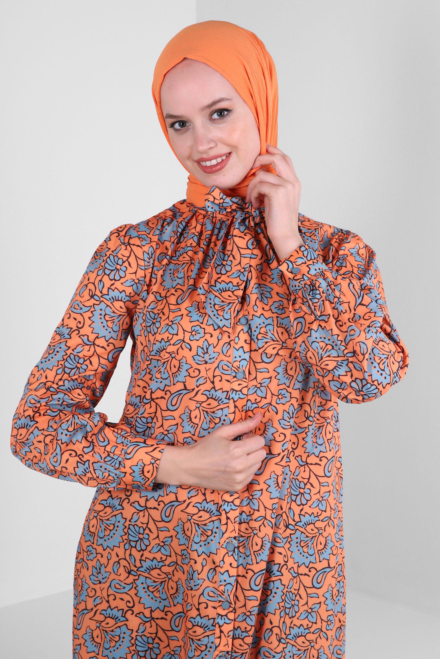 Tesettür giyim TURUNCU ALVİNA DÜZ ŞAL 8236