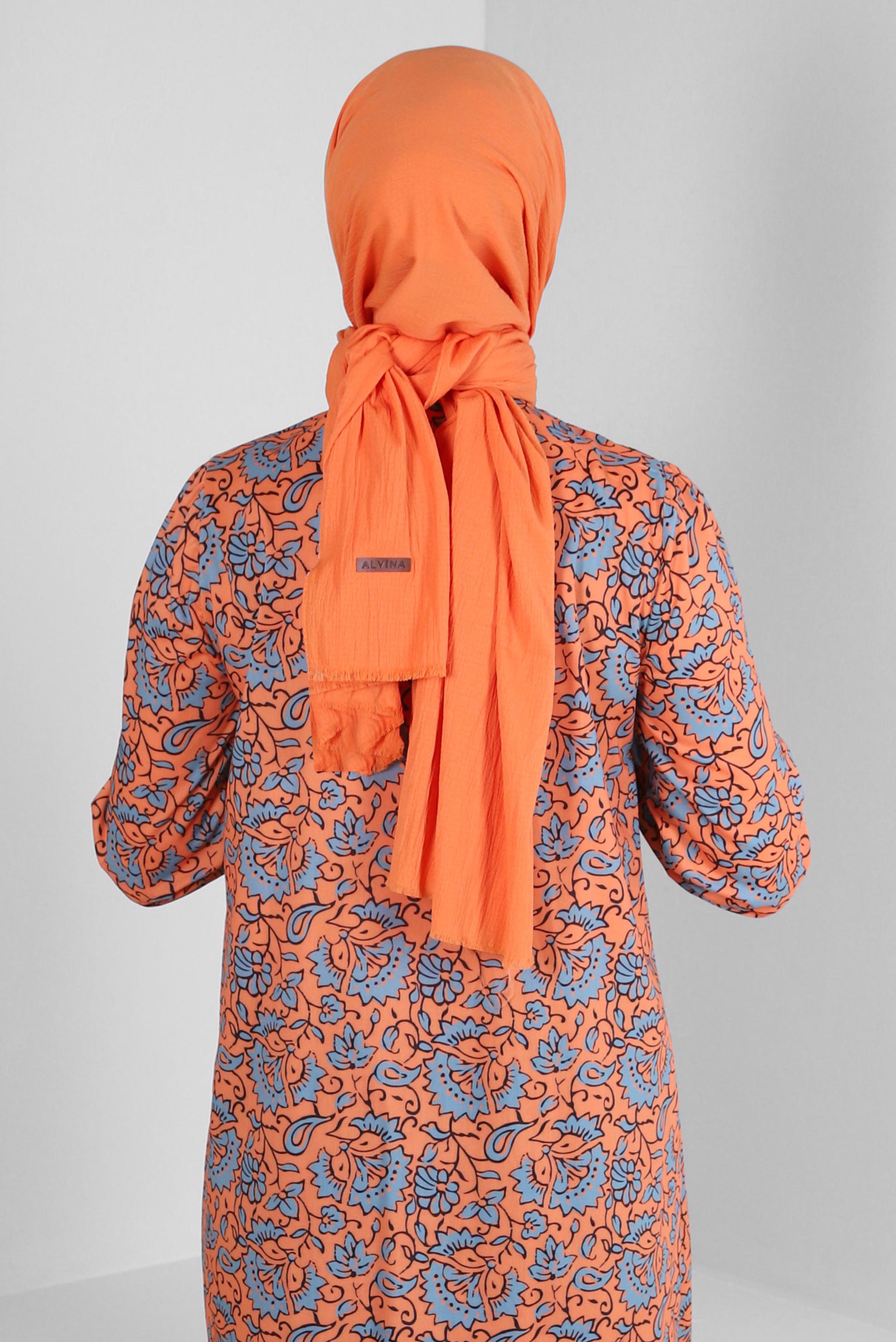 Tesettür giyim TURUNCU ALVİNA DÜZ ŞAL 8236