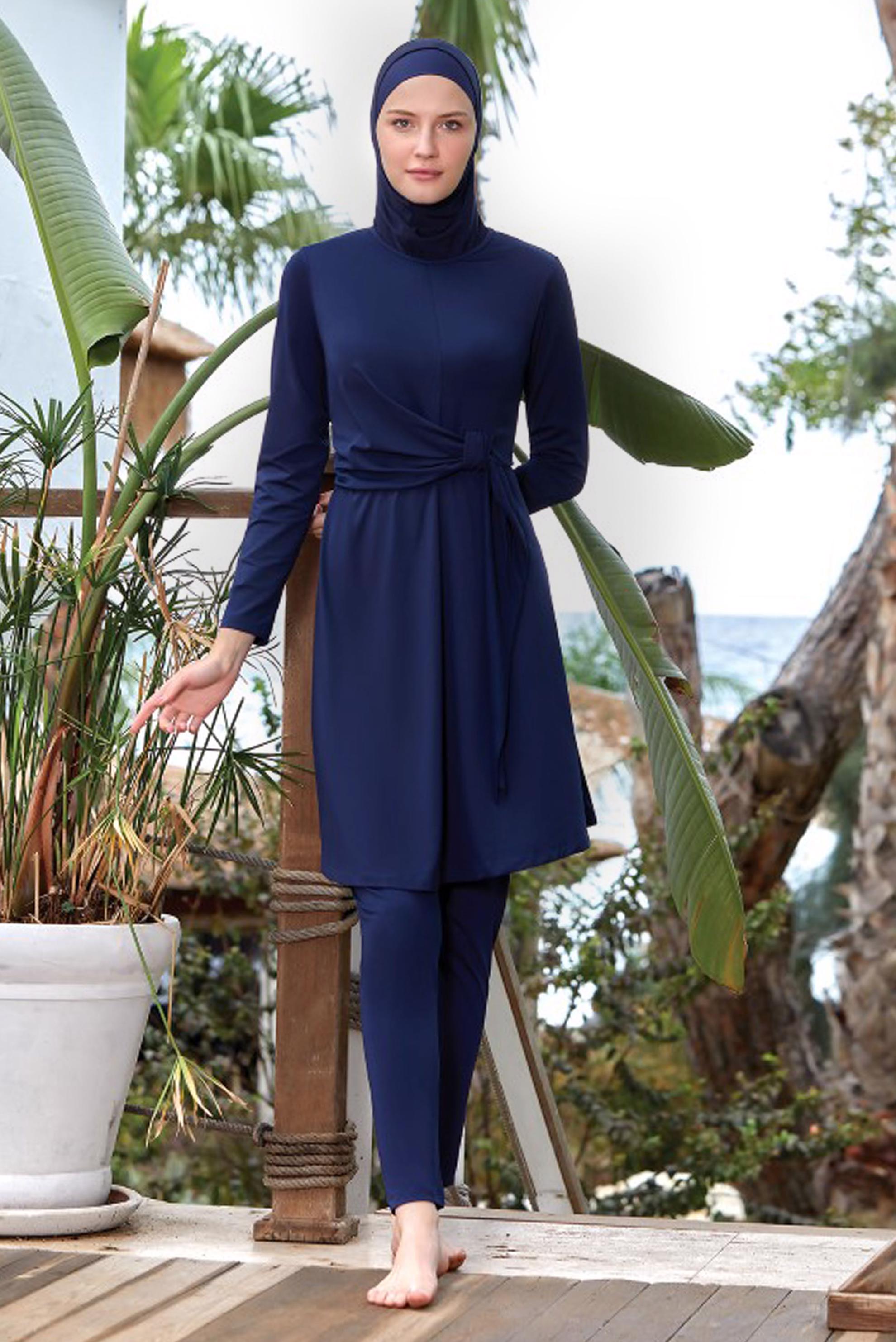 Tesettür giyim LACİVERT LİKRALI DÜZ TESETTÜR MAYO 8035