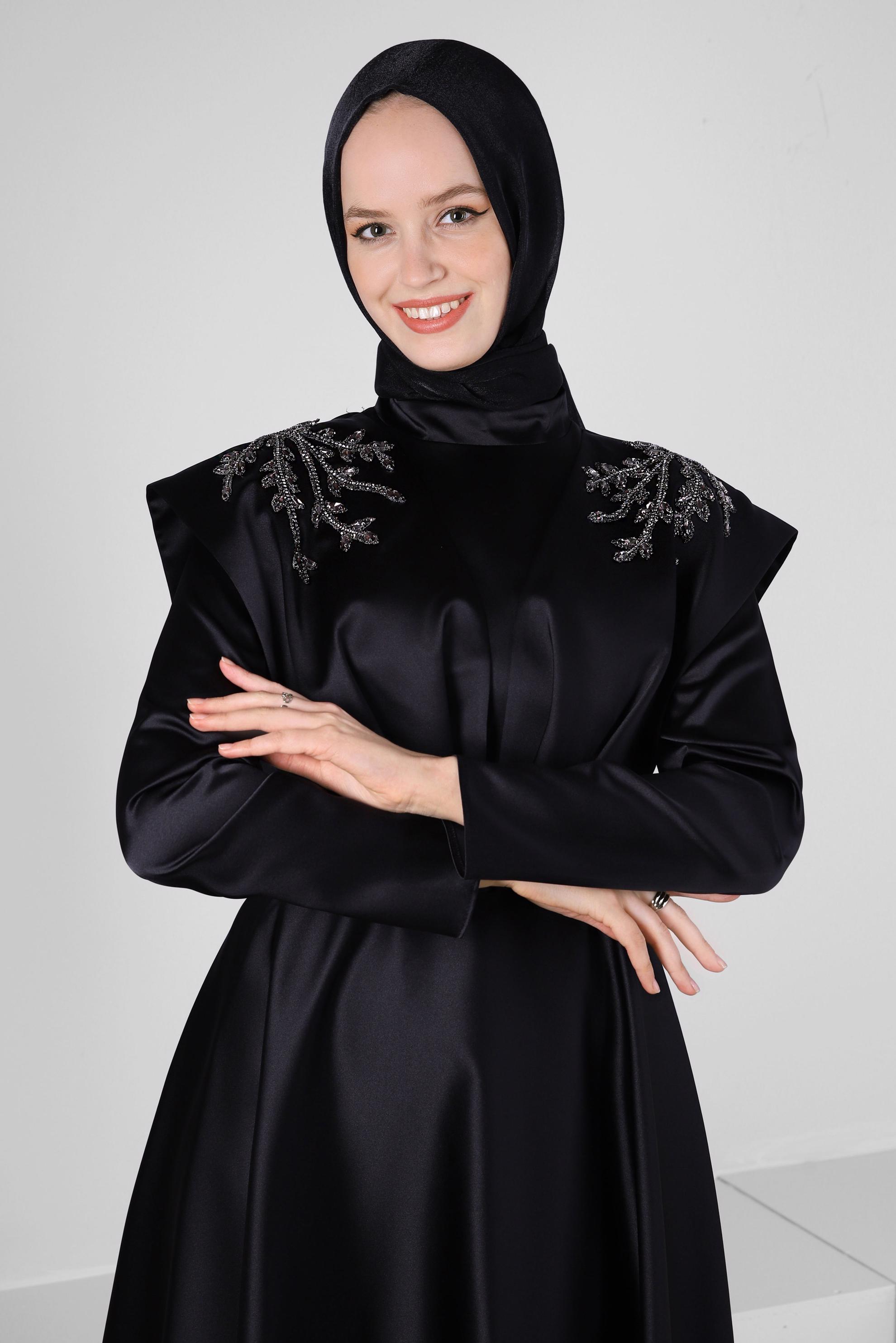 Tesettür giyim SİYAH ALVİNA SİMLİ ŞAL 8240