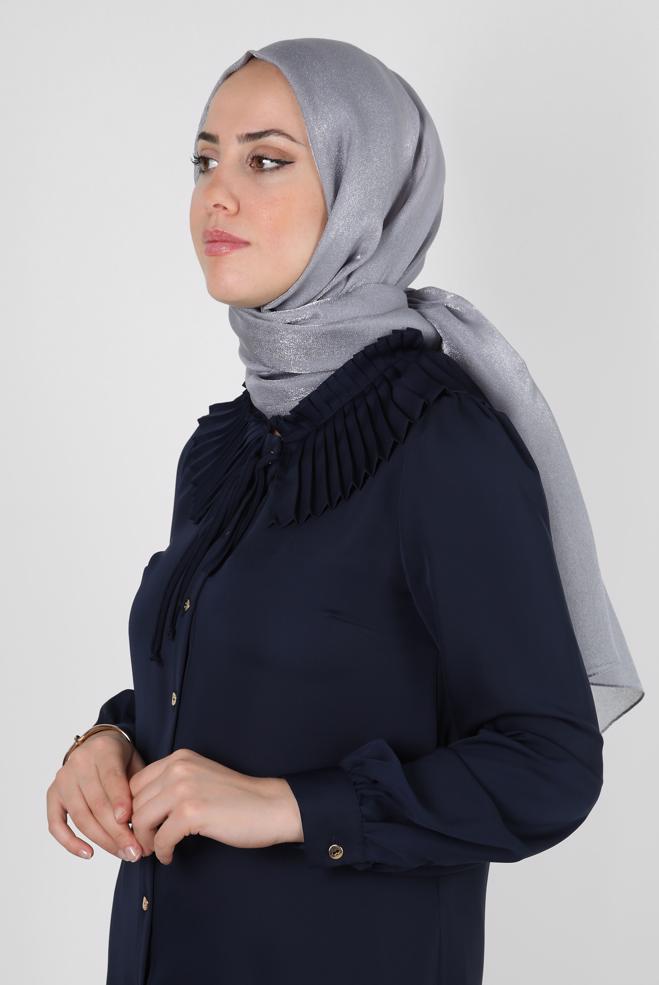 Tesettür giyim GRİ ALVİNA SİMLİ ŞAL 8240 - ALVİNA
