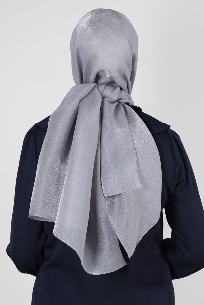 Tesettür giyim GRİ ALVİNA SİMLİ ŞAL 8240 - ALVİNA